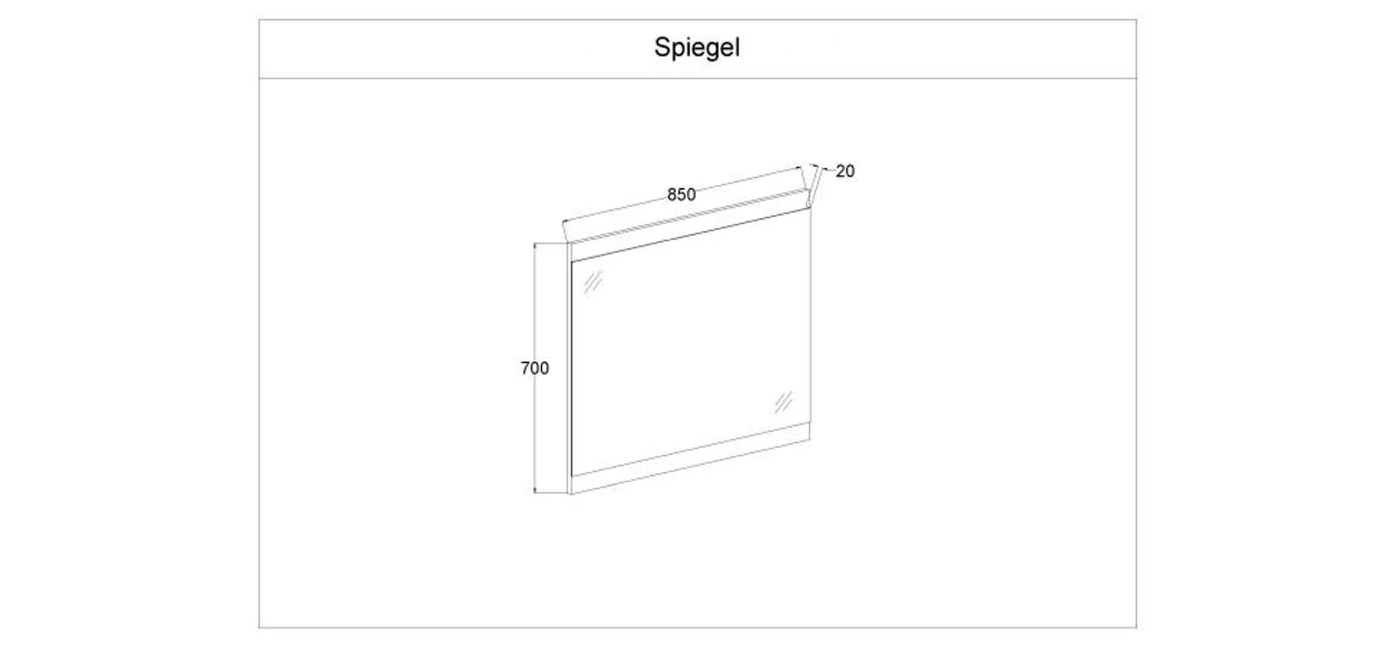 Spiegel - LB ca. 85x70 cm, Artisan Eiche Nachbildung