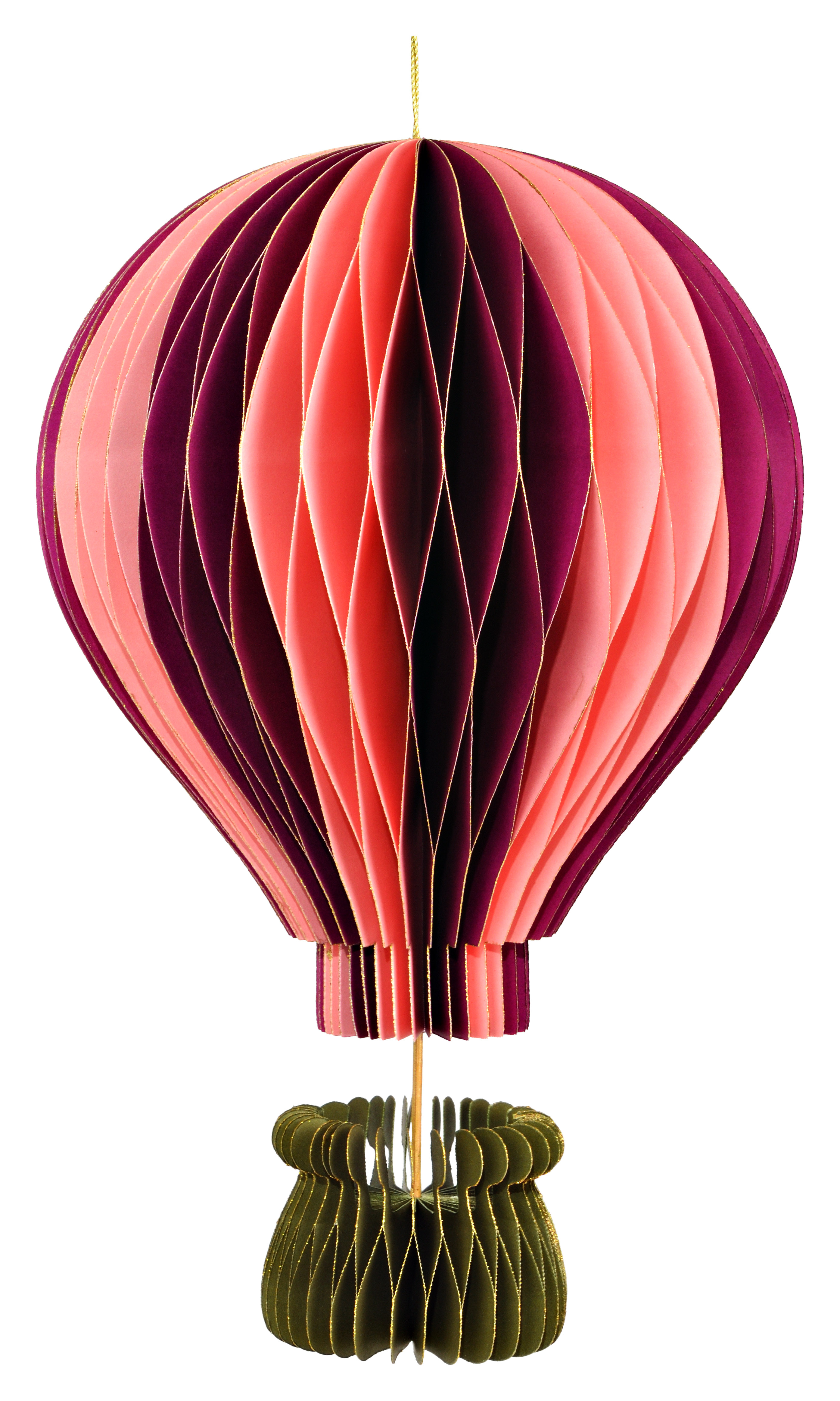 Hänger Heißluftballon - Papier/Pappe, Lila/Pink, 19x30x19cm