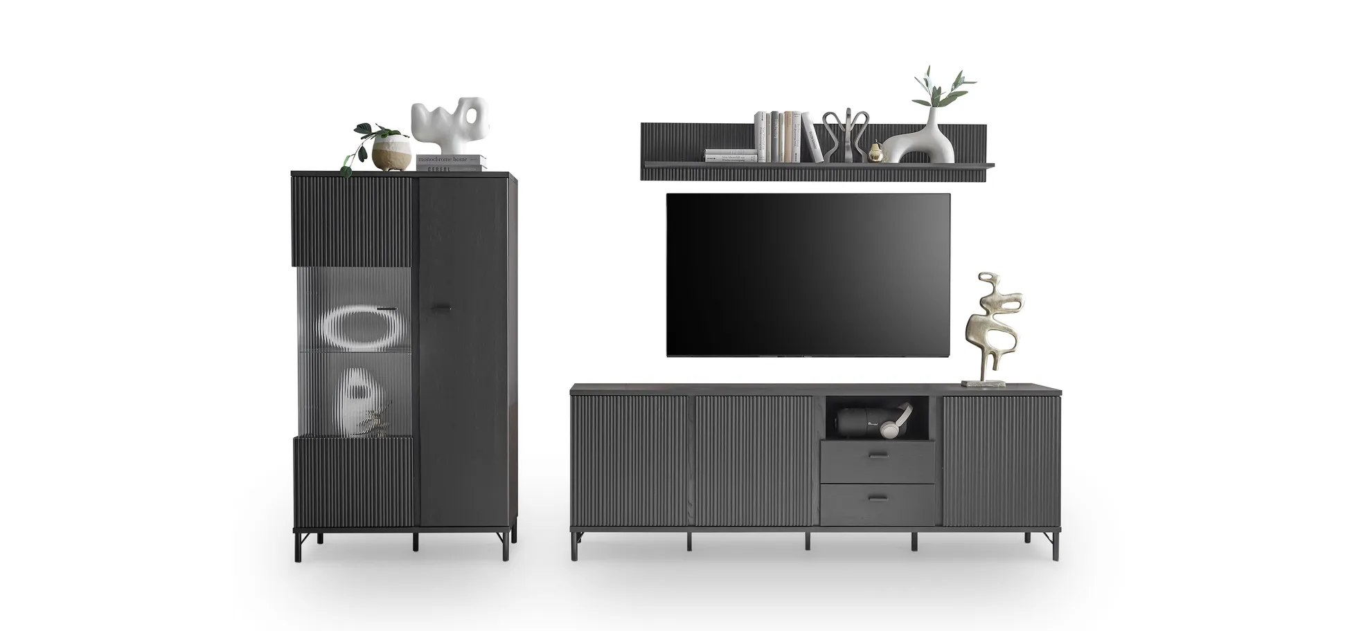 Sideboard, schwarz graphit - Waiola