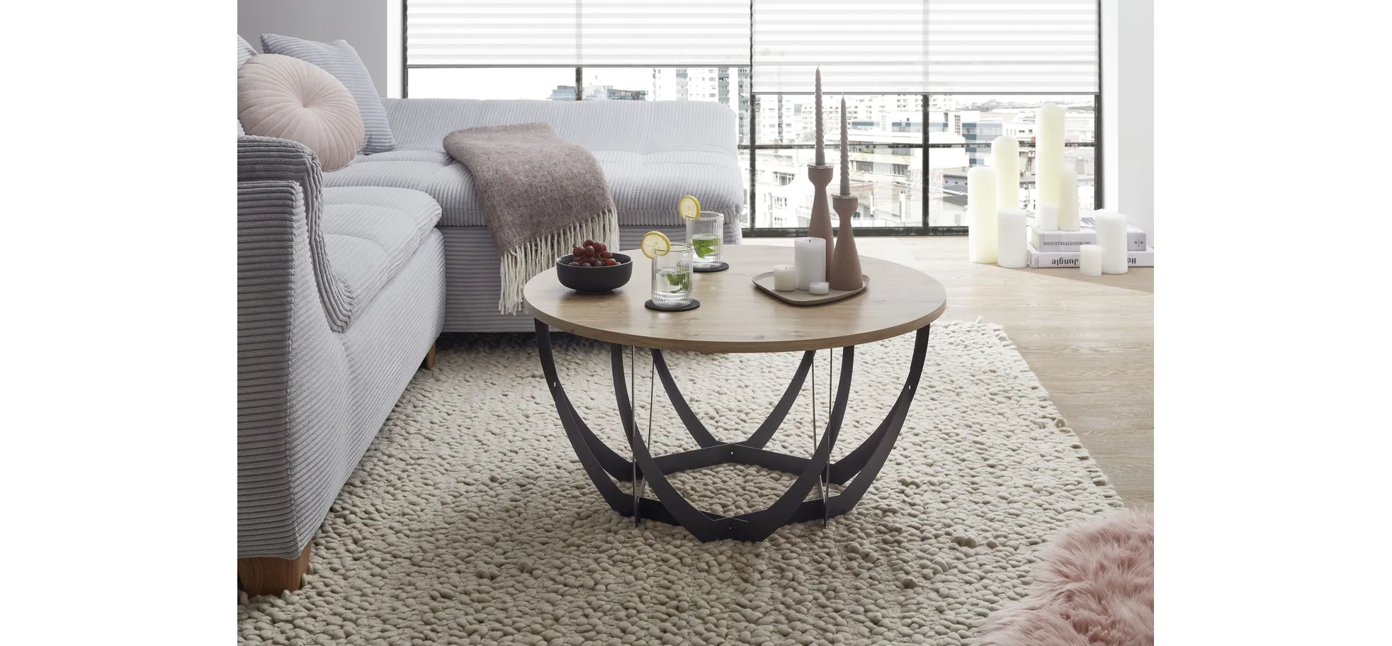 Couchtisch, Dekor Artisaneiche, Ø 80 cm - Maylea