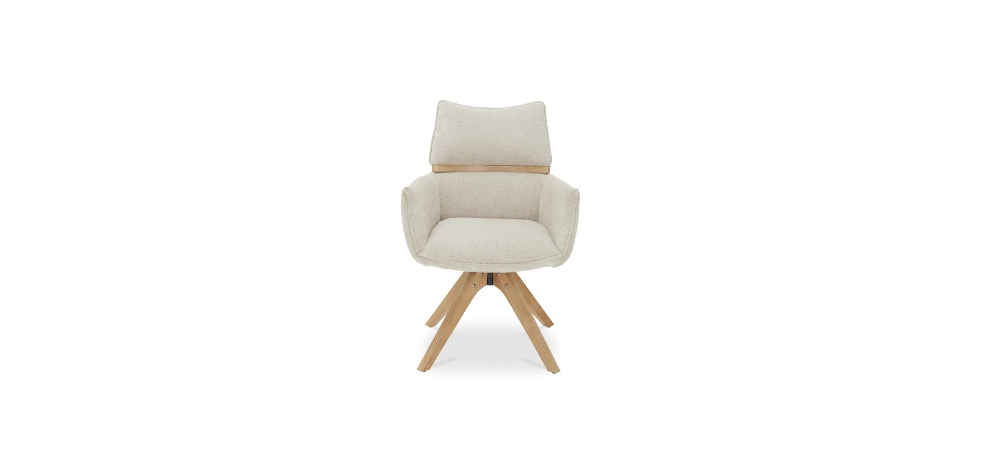 Armlehnstuhl, Bezug beige, Gestell Eiche - Marou