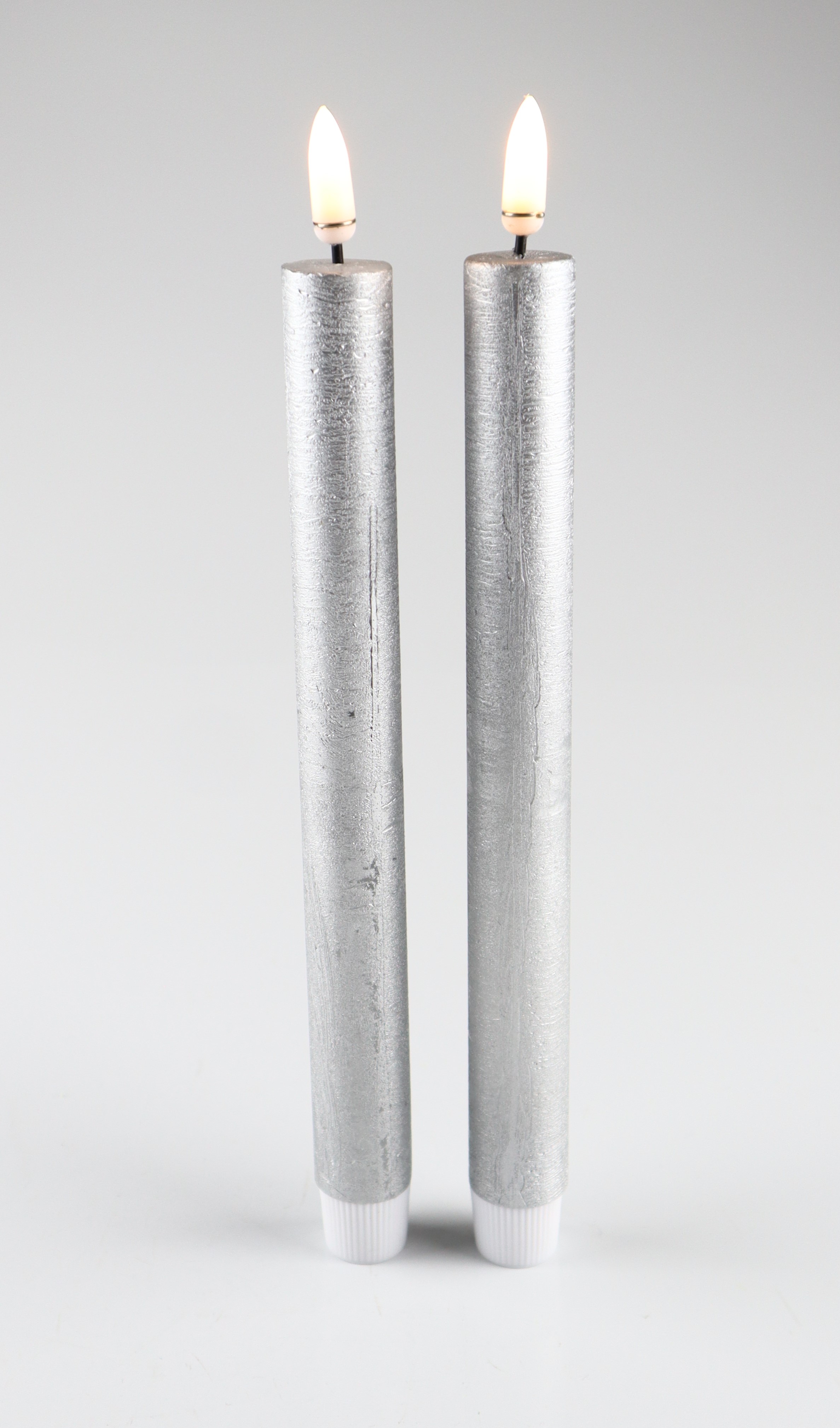 LED Stabkerzen 2er Set - silber touch 2x24cm