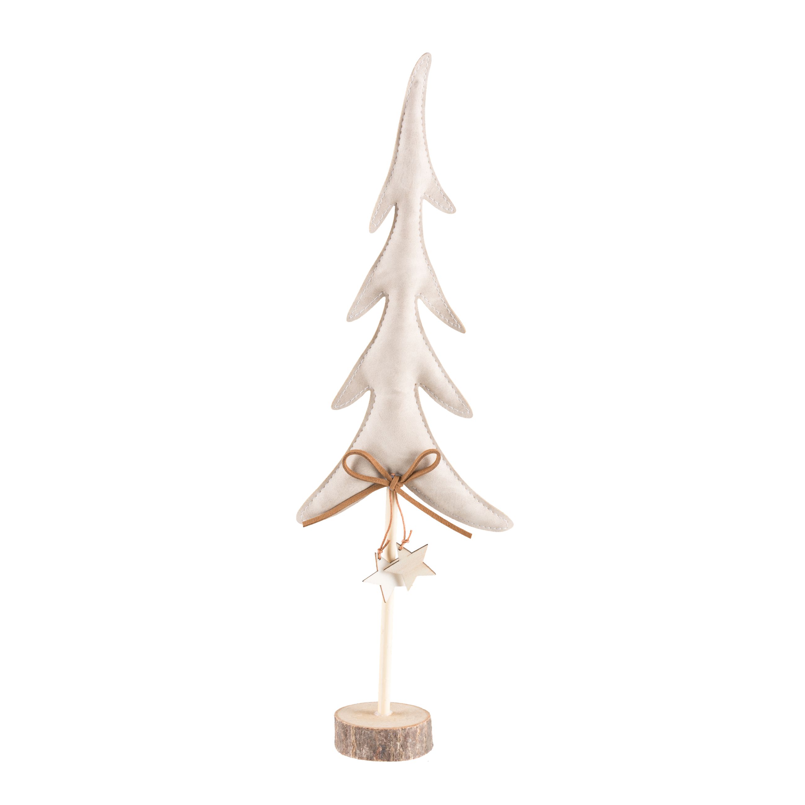 Deko Baum - Lederimitat Baum, auf Holzbase, 40x13x7cm, Beige