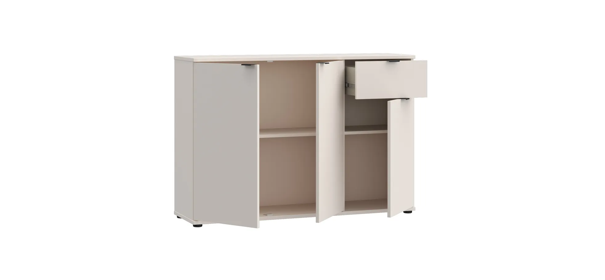 Kommode, Sand, 3 Türen, 1 Schub - Finella