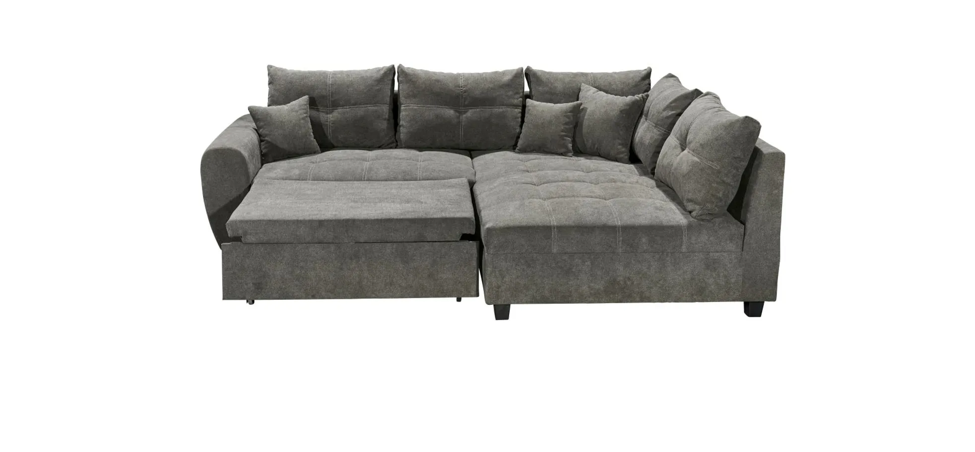 Ecksofa - 1,5-Sitzer, Ecke rechts, Schlaffunktion, Microvelour Steingrau