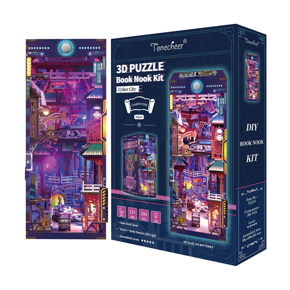 Tonecheer DIY-Set Book Nook mit LED, 3D Puzzle - Cyber City