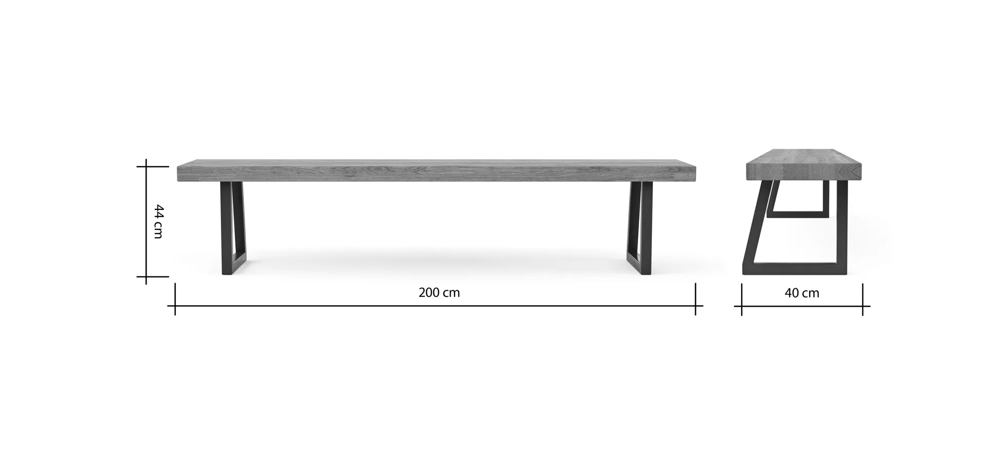 Holzbank Clifton - Breite ca. 200cm, Wildeiche massiv, natur