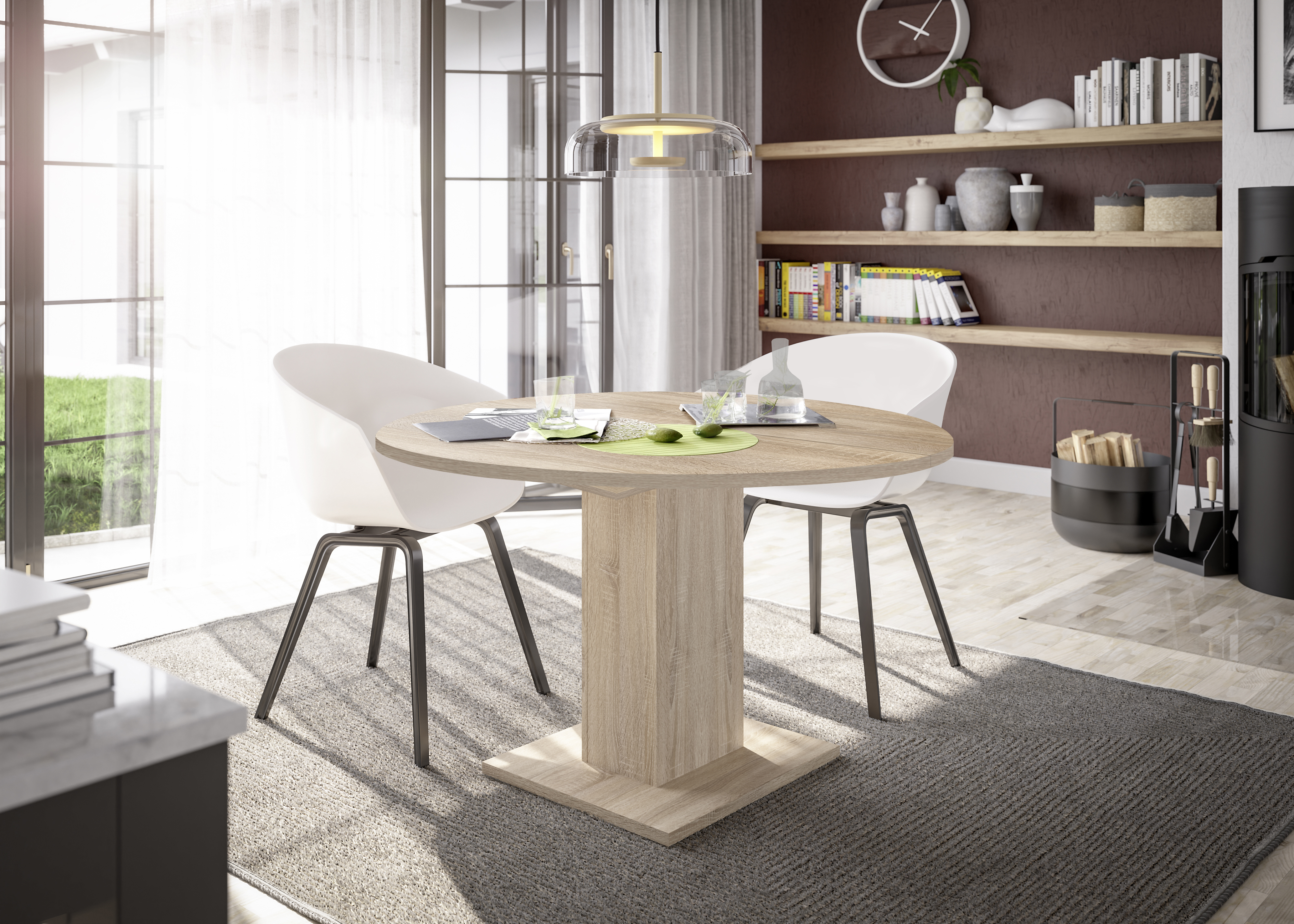 Esstisch, rund, ausziehbar, Eiche Dekor - MyStyle 4046