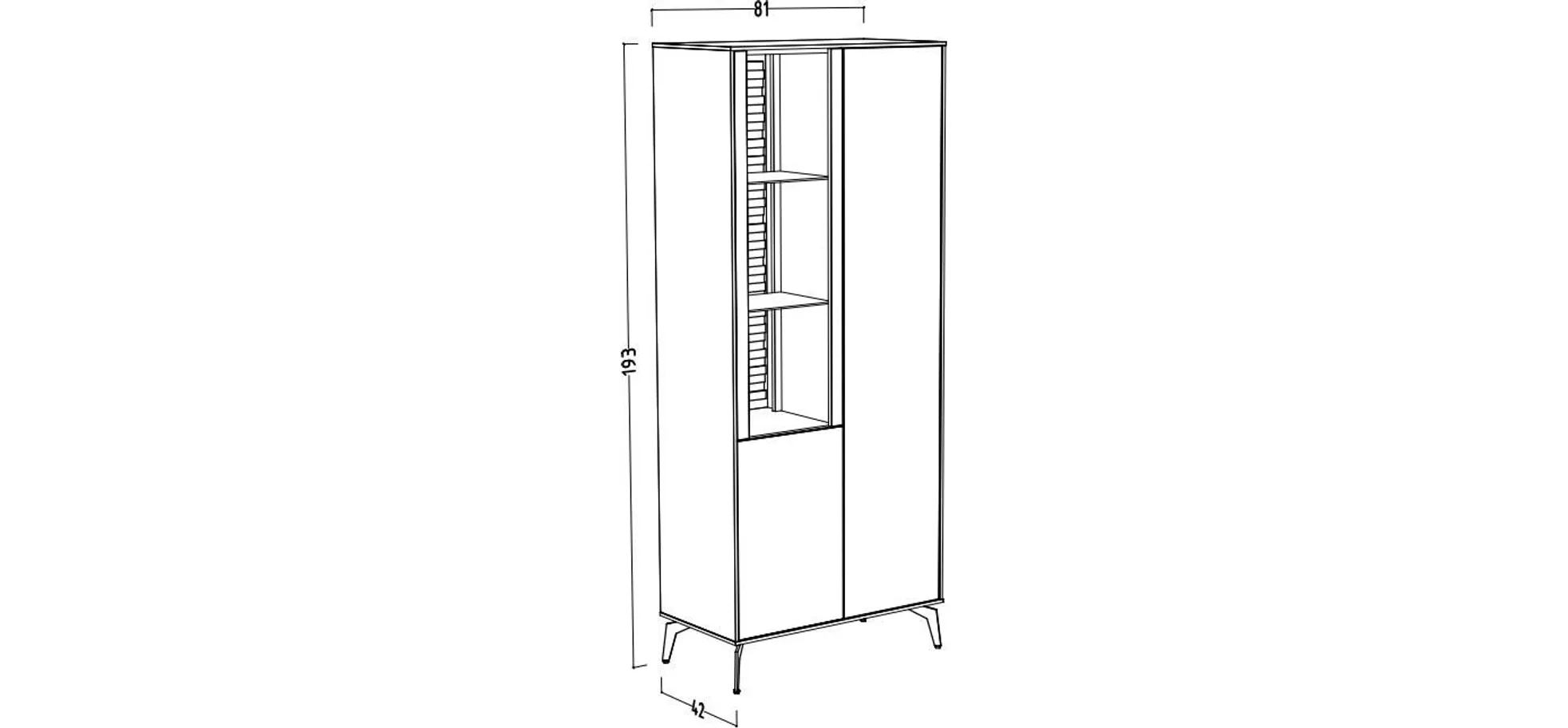 Vitrine - B ca. 81 cm, Weiß, Asteiche, Schwarz