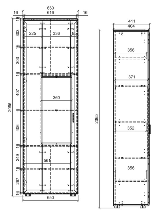 Vitrine, Kieselgrau, Front Eiche clay grey - Widela