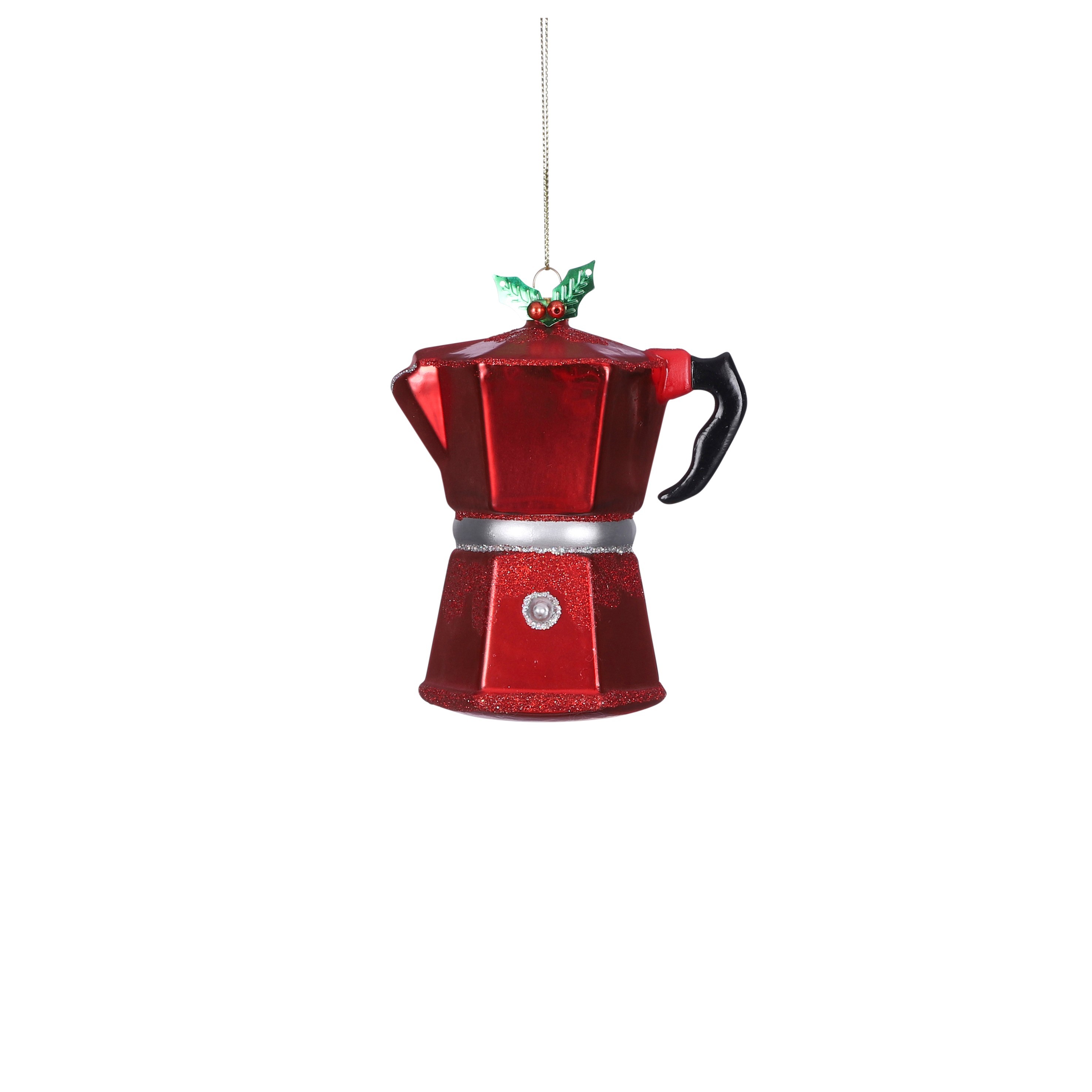Ornament Kaffeekanne - rot - l3,5xb2,5xh4cm