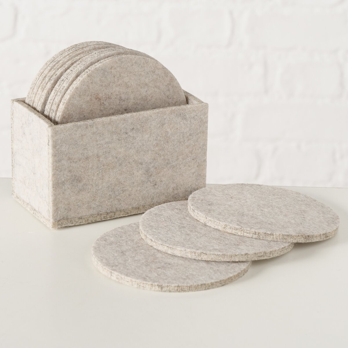 Untersetzer Kosta, 11 tlg. - B 0,50 cm, Polyester, beige