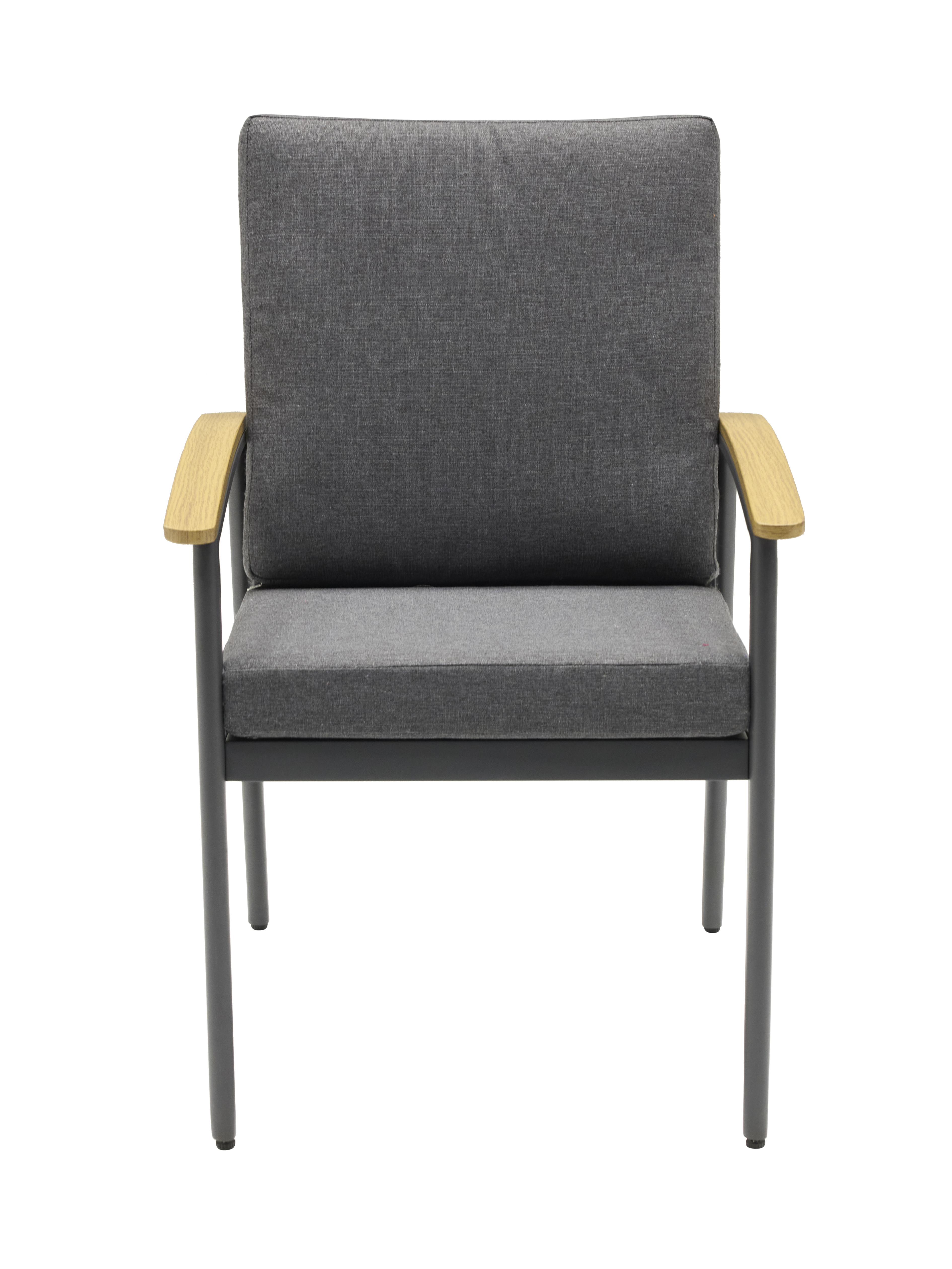 Armlehnstuhl, Teak-Armlehnen, grau - Avento