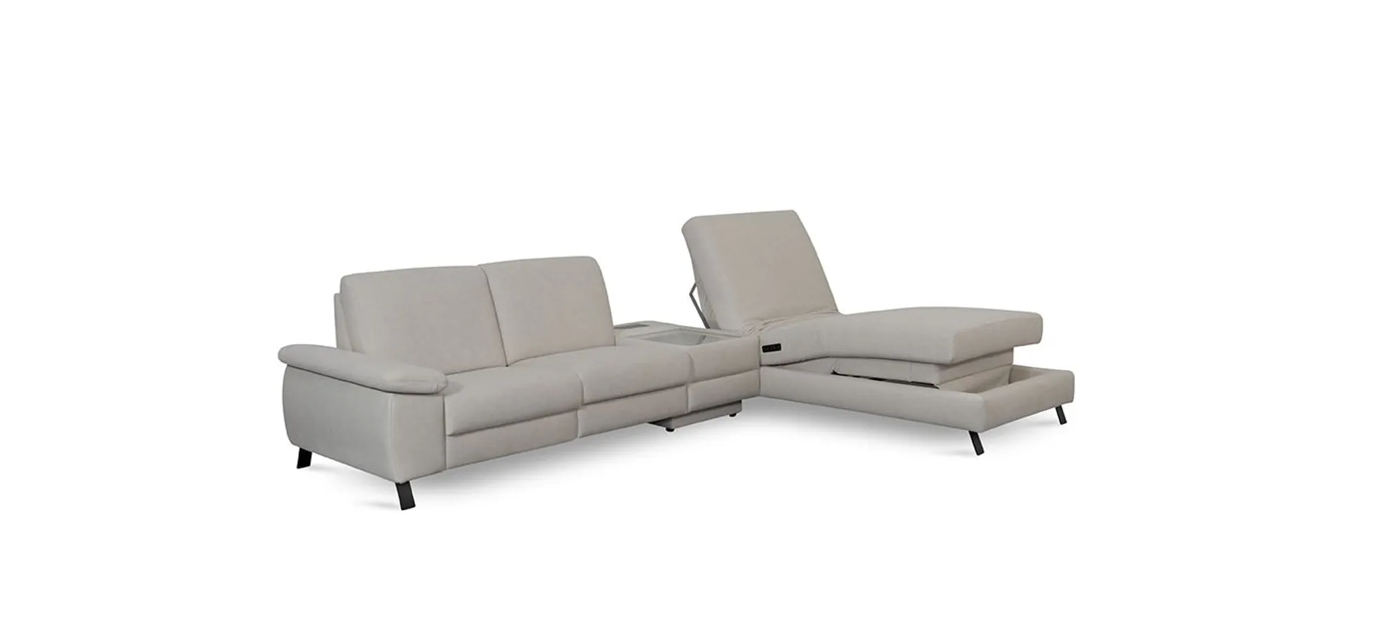  Ecksofa Colombia - 2,5-Sitzer mit Ecke rechts. Stoff, Elfenbein