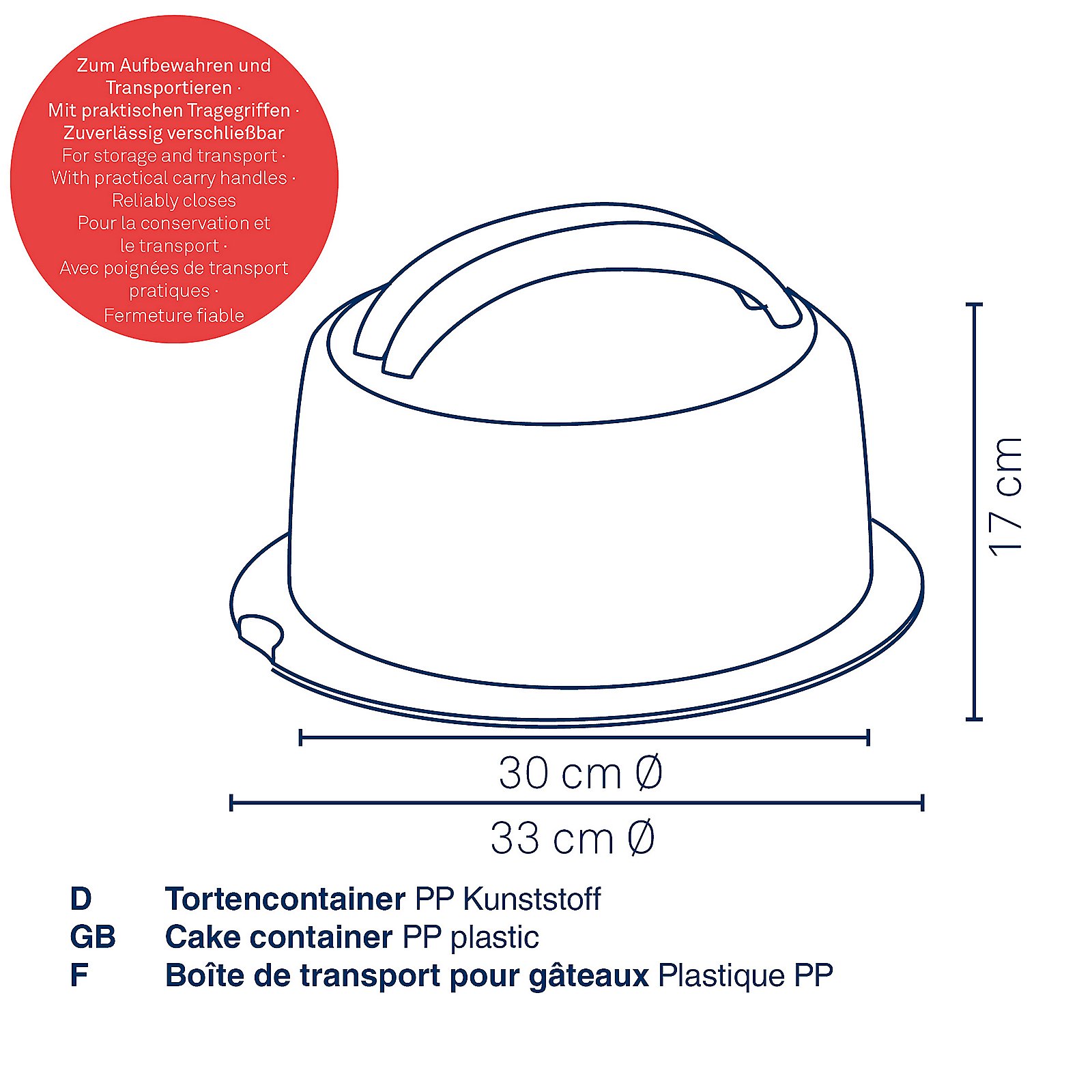 Tortencontainer Deli 33x17x38 cm - PP-Kunststoff graphitgrau