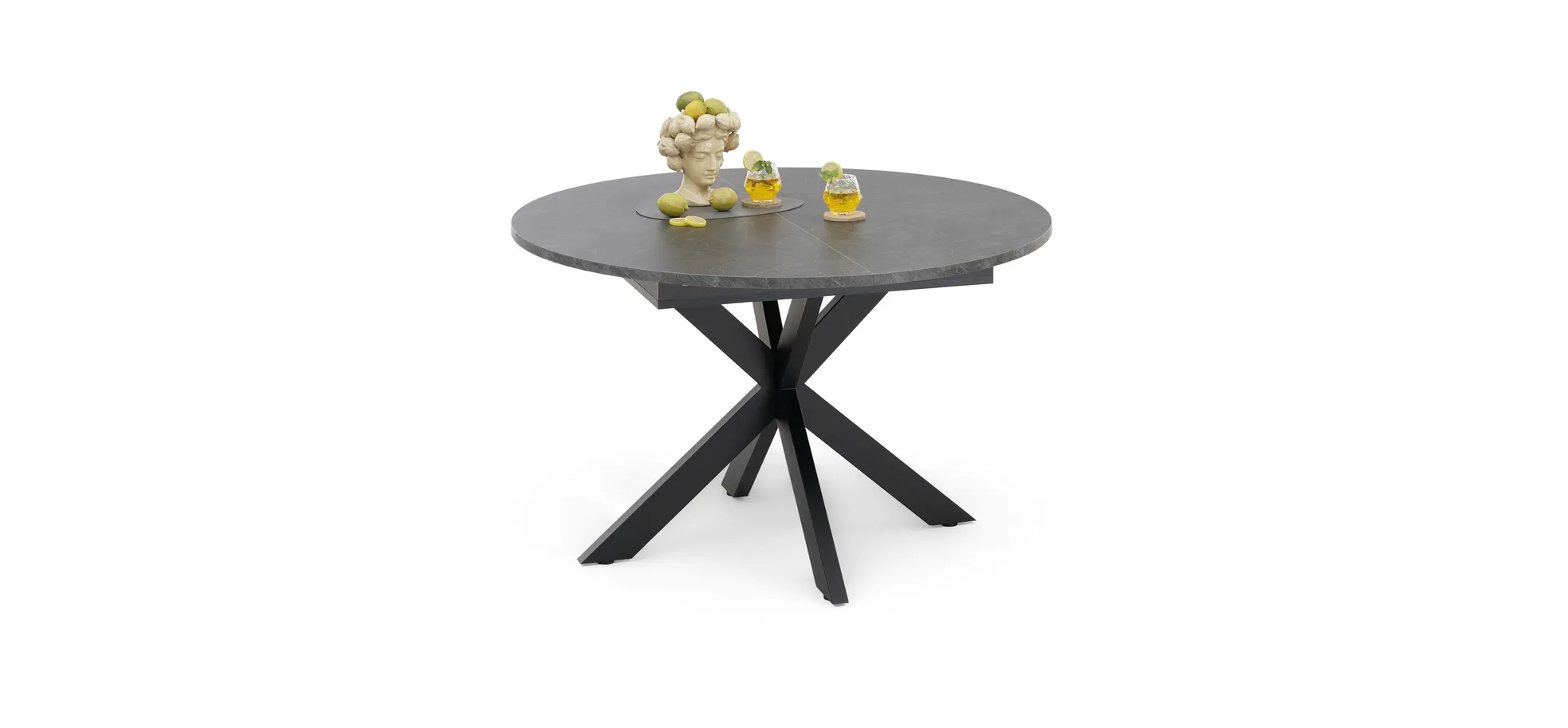 Esstisch, rund, Keramikoptik grau - Merdan