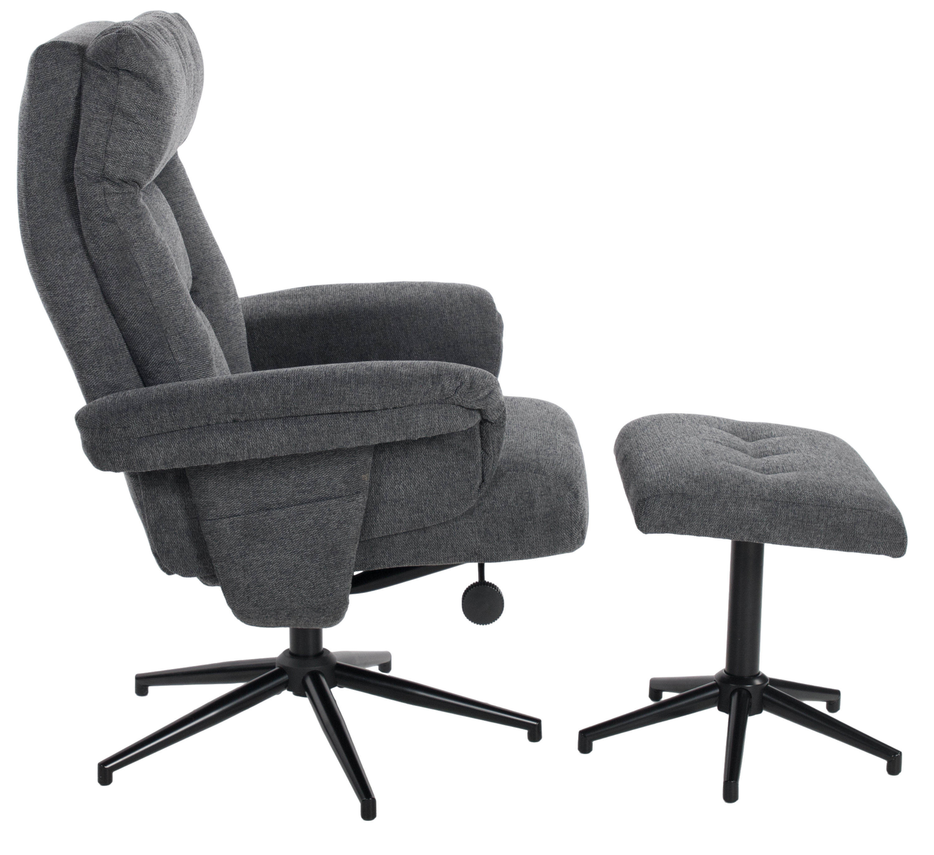 Relax-, TV-Sessel mit Hocker, anthrazit - 14442