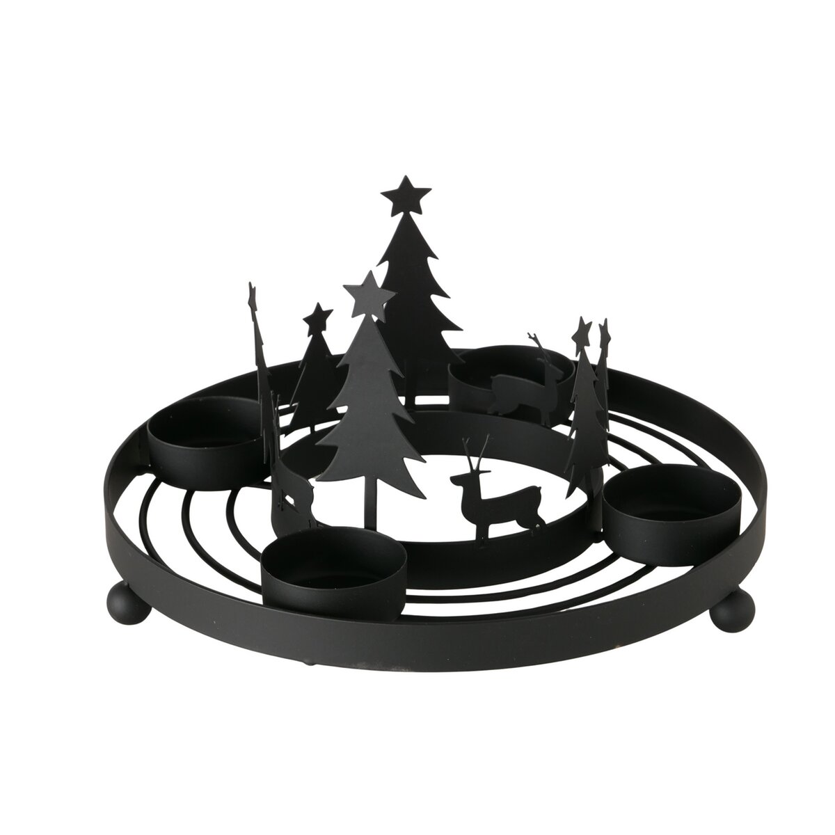 Teelichthalter Nylah, Rund - H 10,50 cm, Eisen schwarz