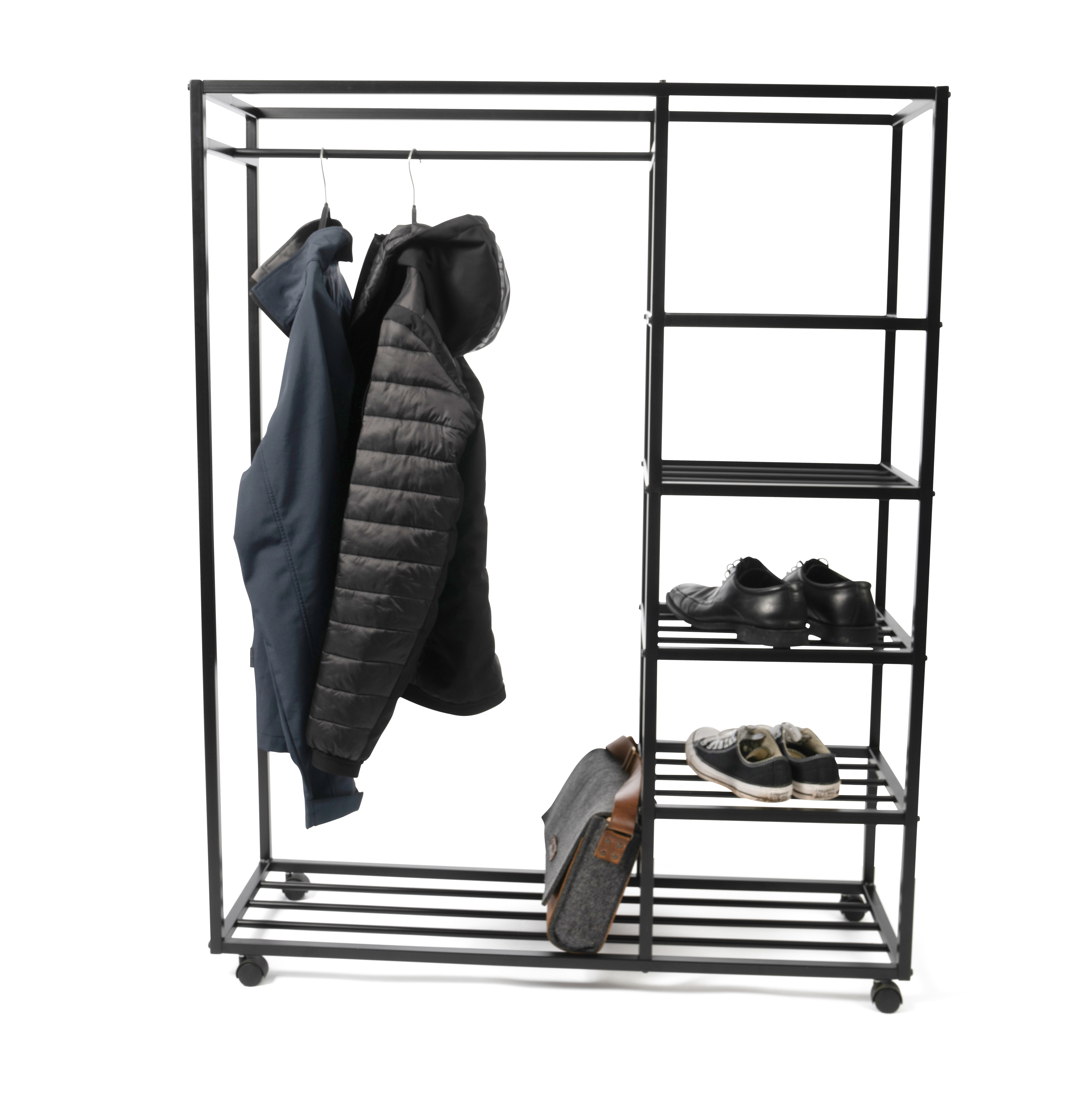 Kleiderständer, Metall schwarz, rollbar - Marlot
