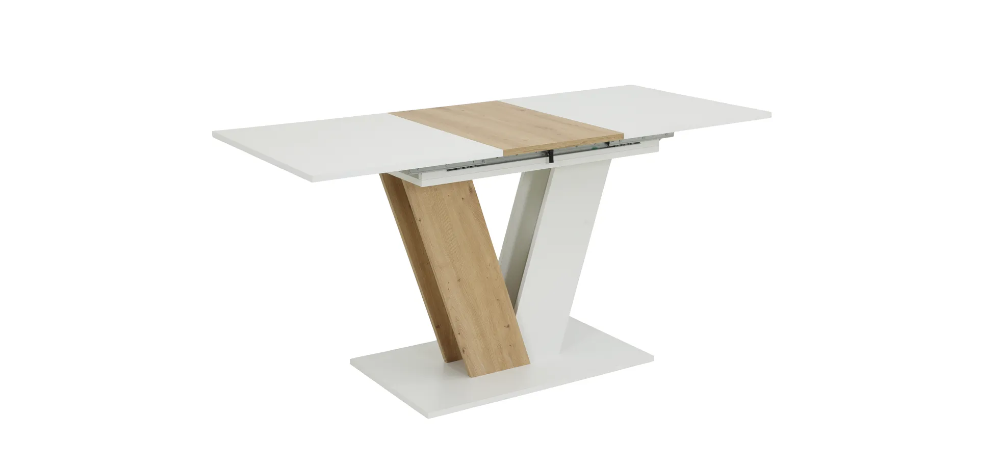 Esstisch - ausziehbar, LB ca. 110x70 cm, Weiß, Artisan Eiche Nachbildung