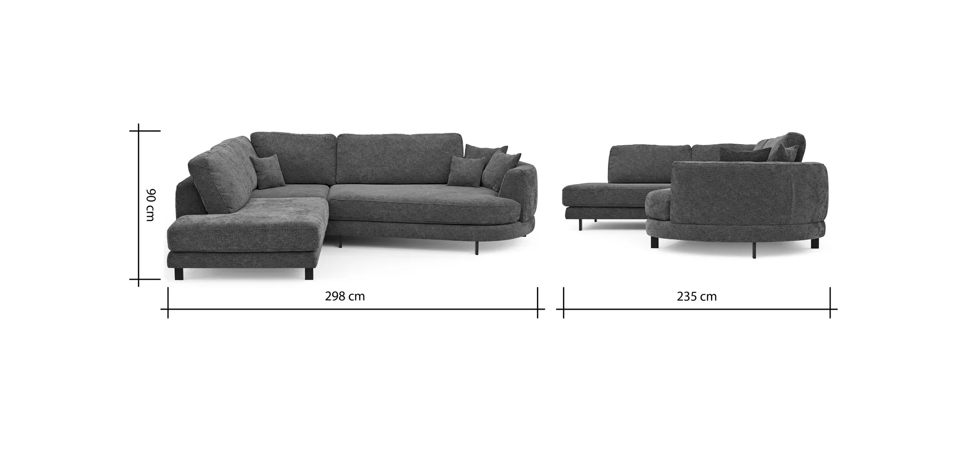 Ecksofa, olivgrün, Füße Metall schwarz - Solenne