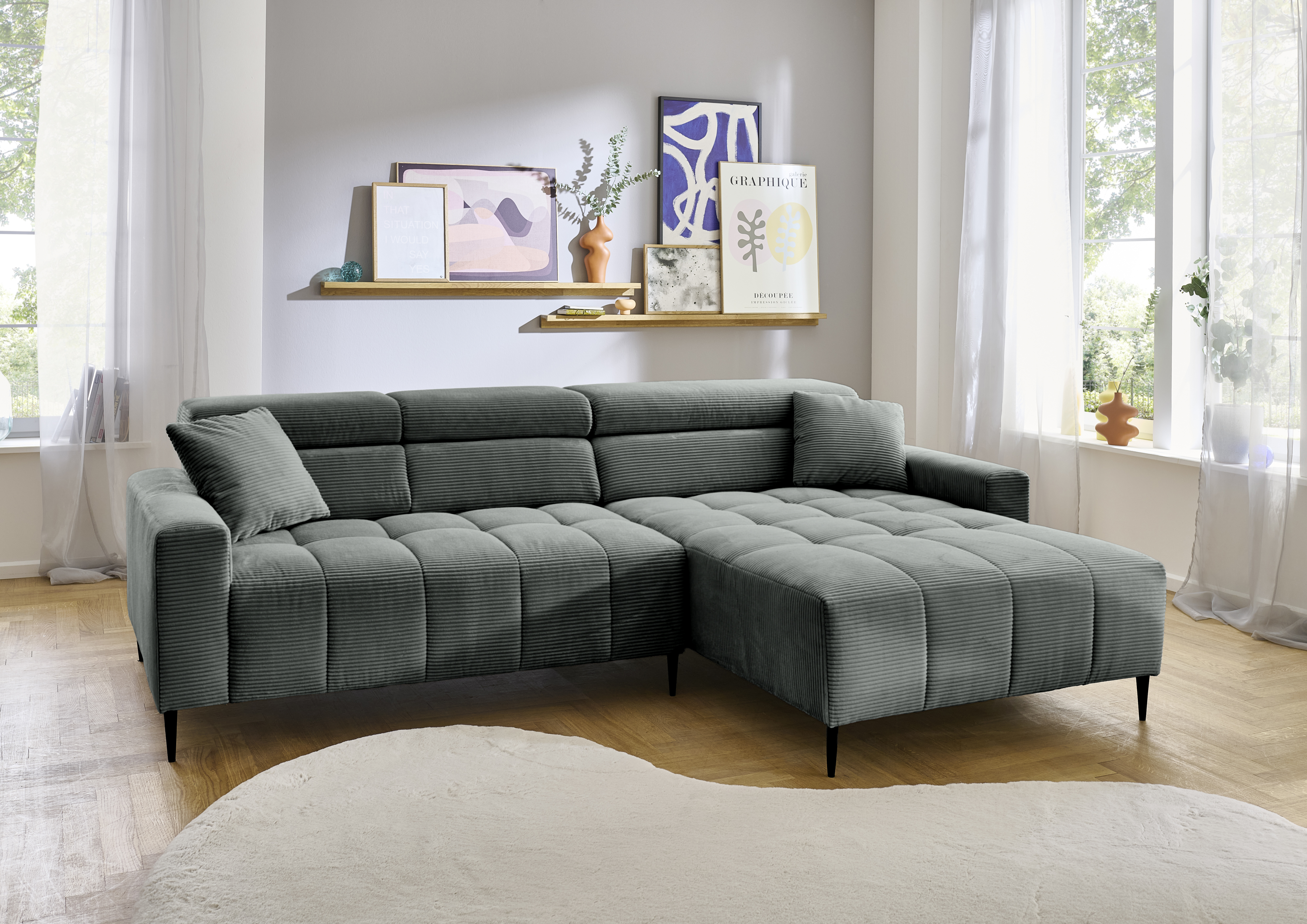 Ecksofa, Stoff anthrazit - MyStyle 2097
