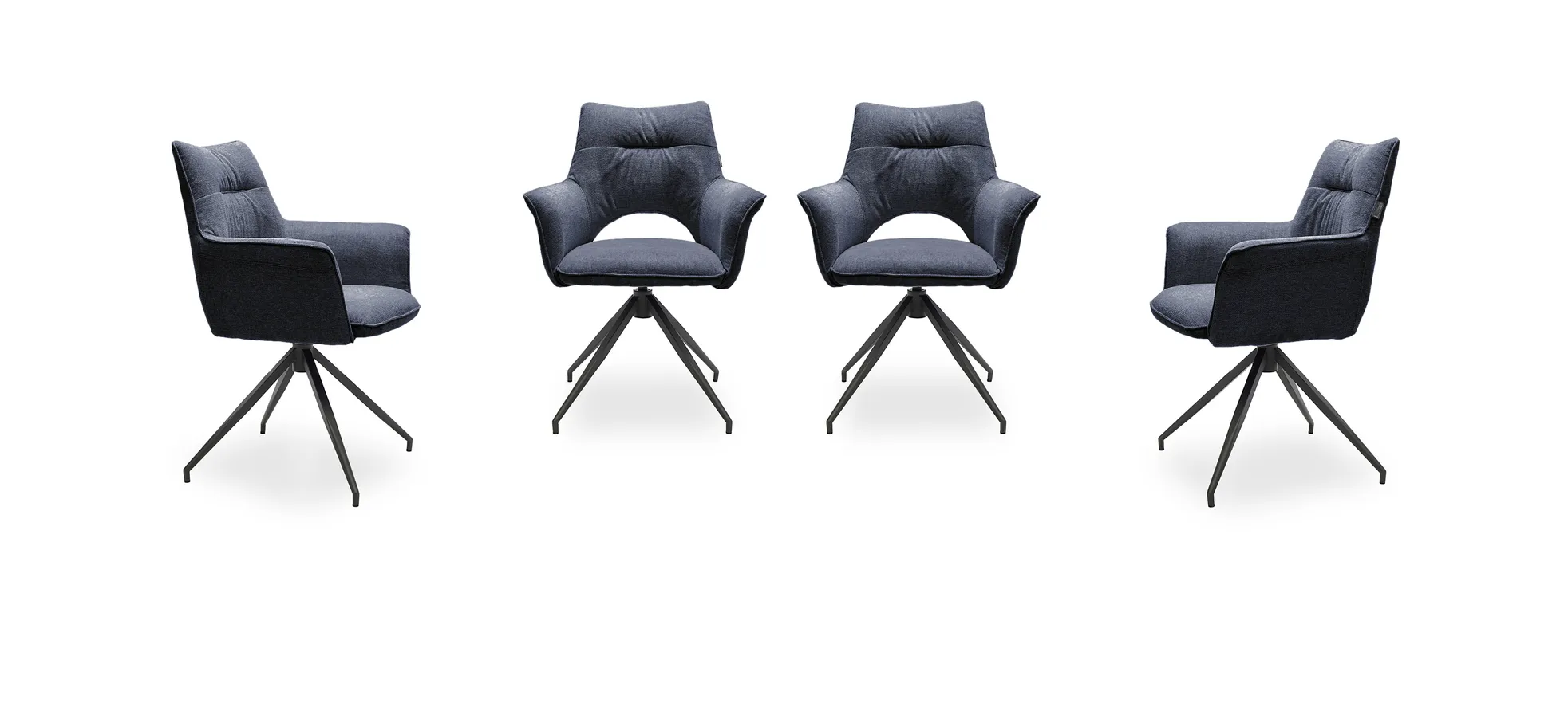 Vierfußstuhl mit Armlehnen, blau - Maleen