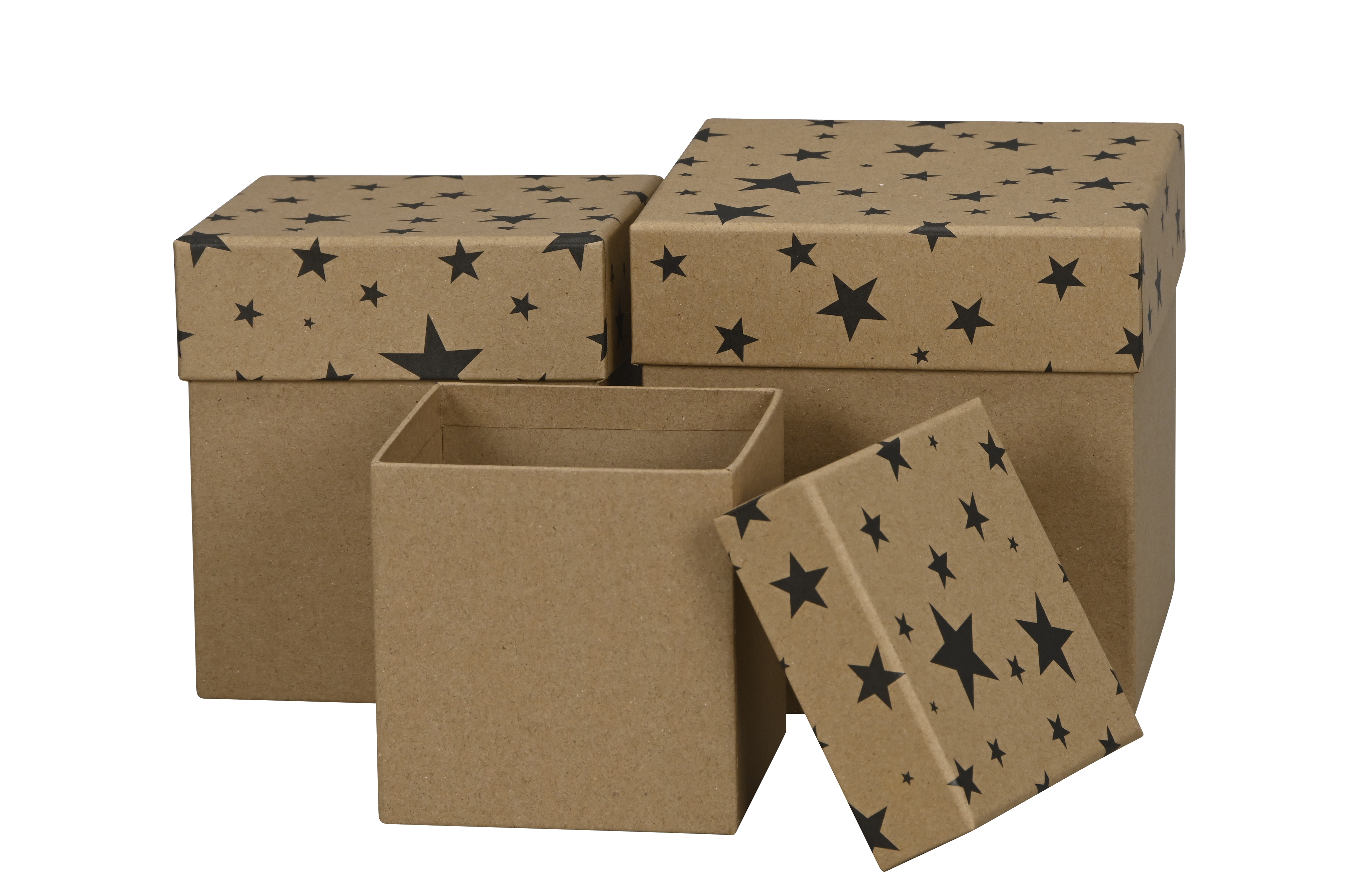 Schachtel groß - natur-schwarz, 14x14x14cm