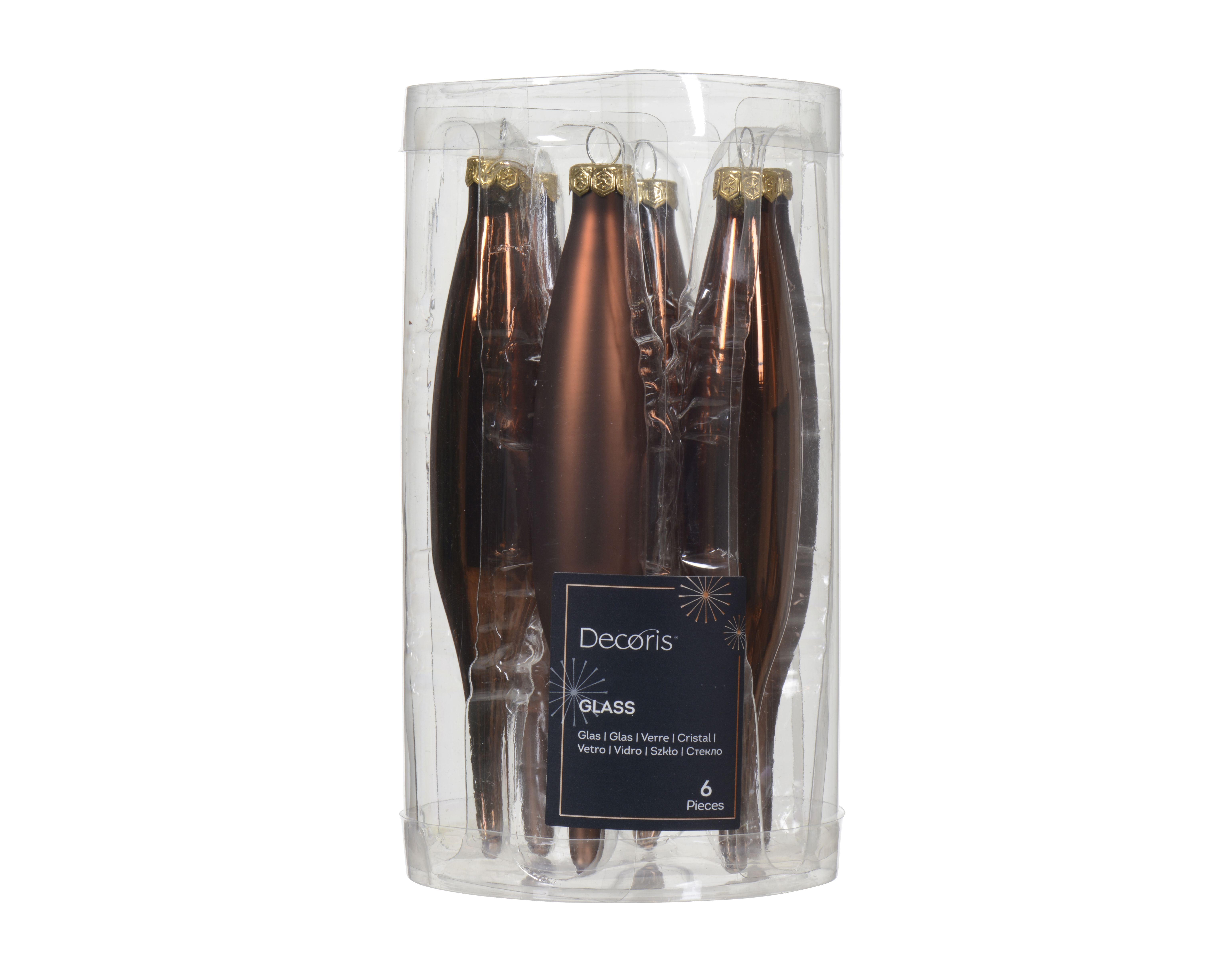 Hänger Eiszapfen 6-er - espressobraun, Glas, Ø3-H15cm