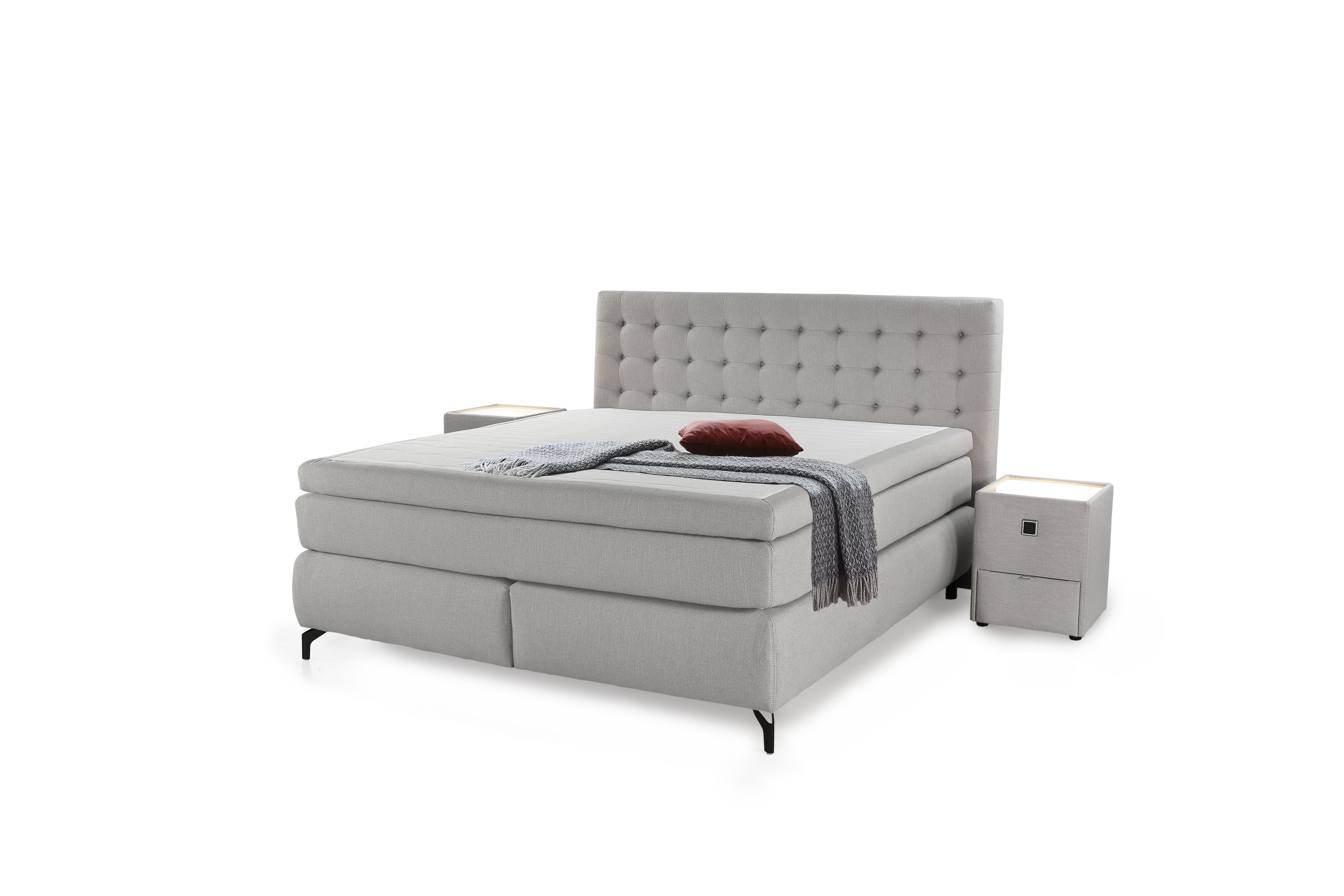 Boxspringbett, Flachgewebe hellgrau - MyTrend213