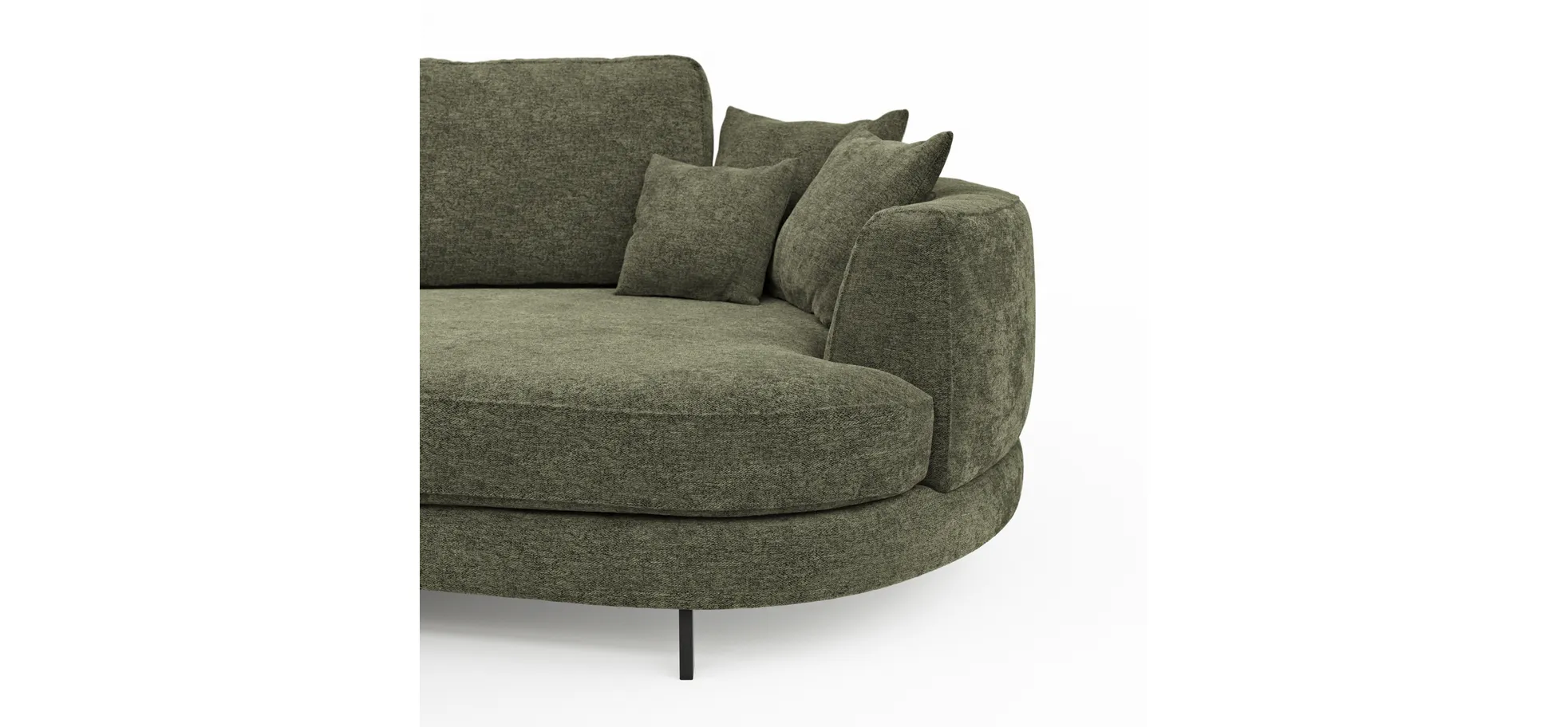 Ecksofa, olivgrün, Füße Metall schwarz - Solenne