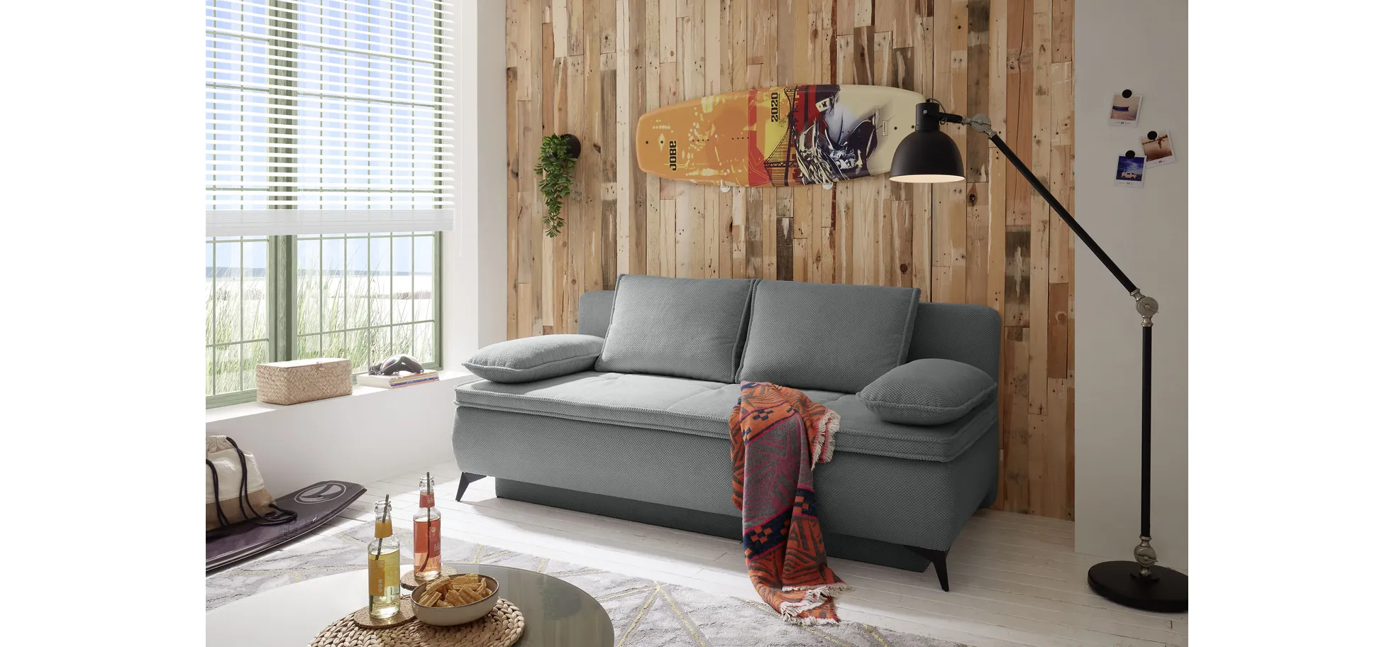 Querschläfer Junnis,Wellenunterfederung - mit Schlaffunktion und Bettkasten