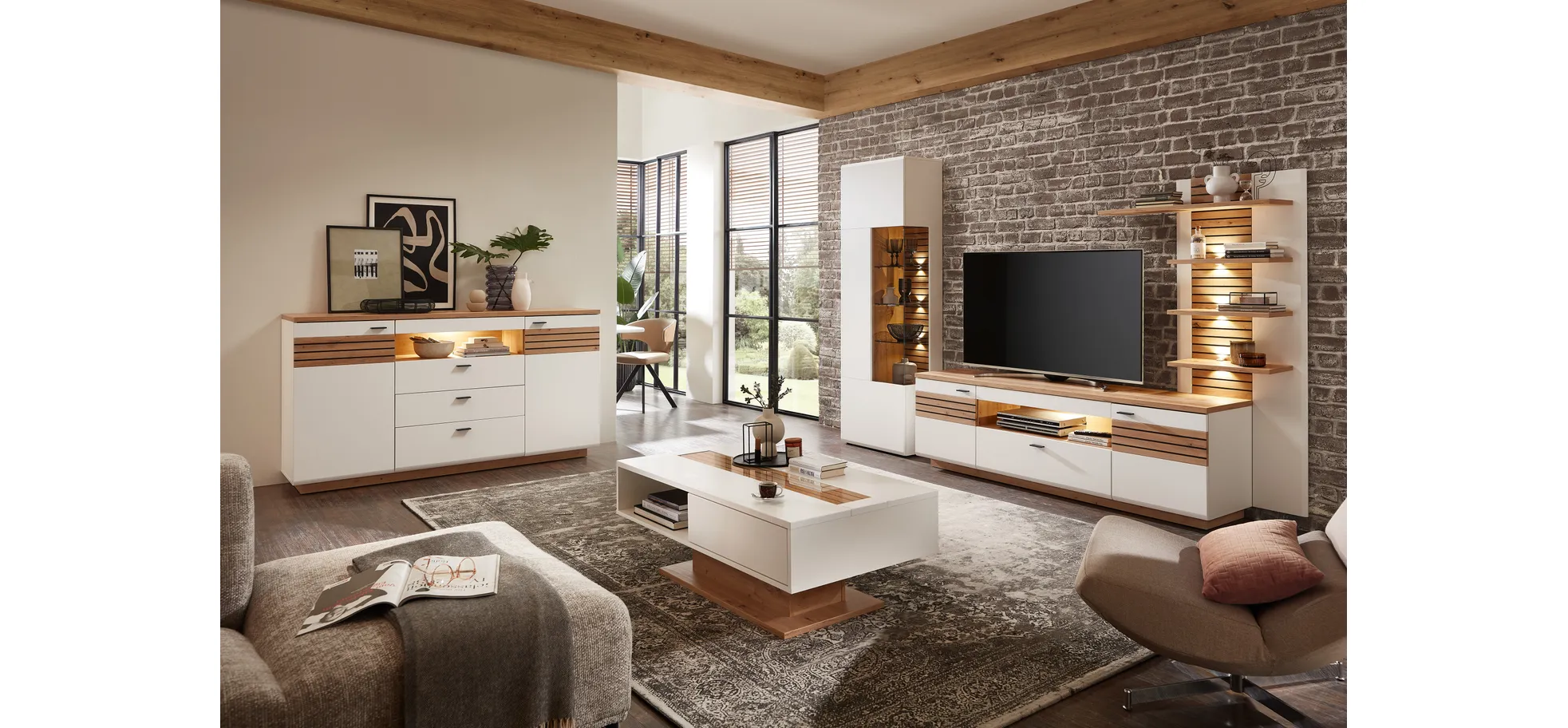 Couchtisch, weiß, Artisan Eiche - LS23 Duron