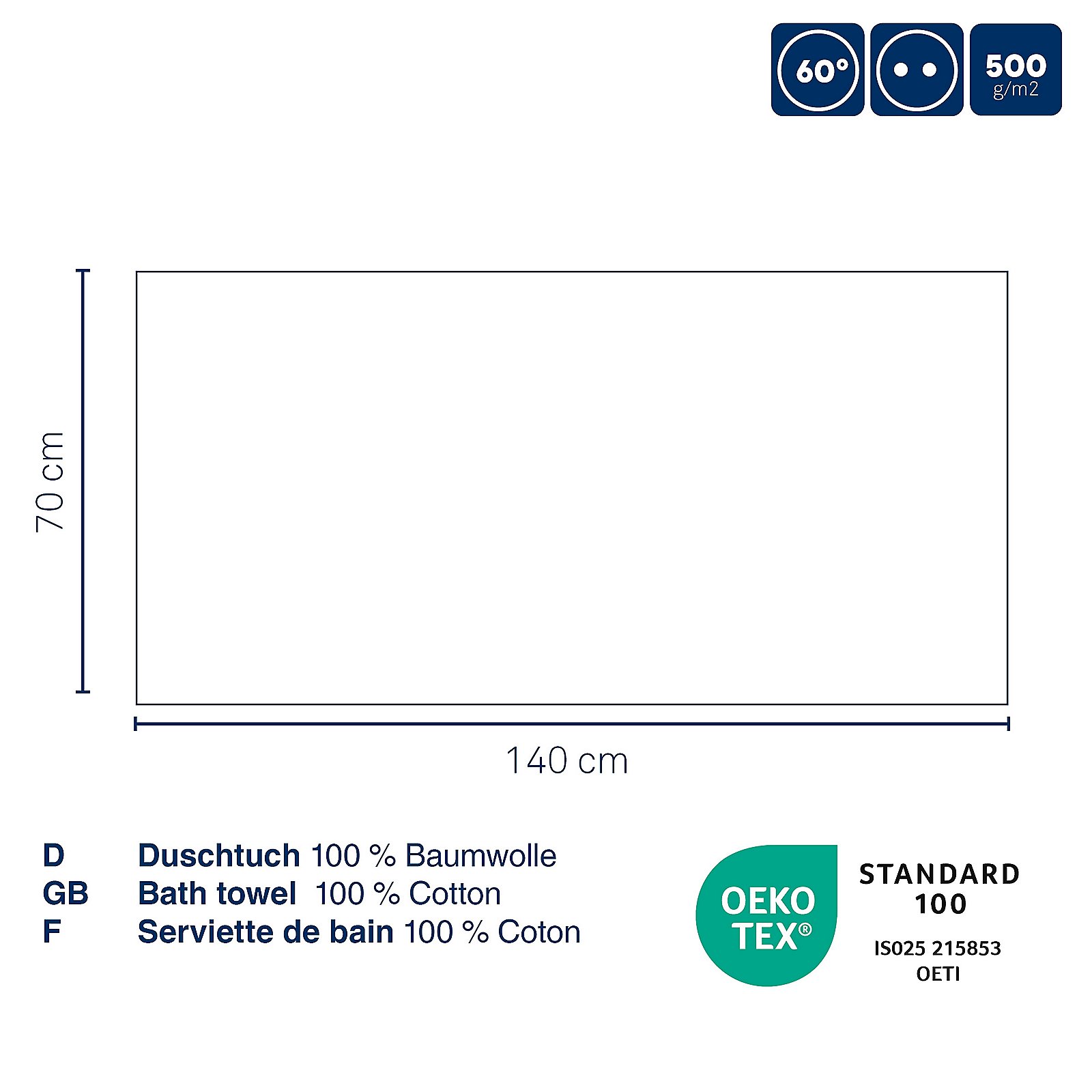 Duschtuch Leonora 140x70 cm - 100%Baumwolle Premium offwhite