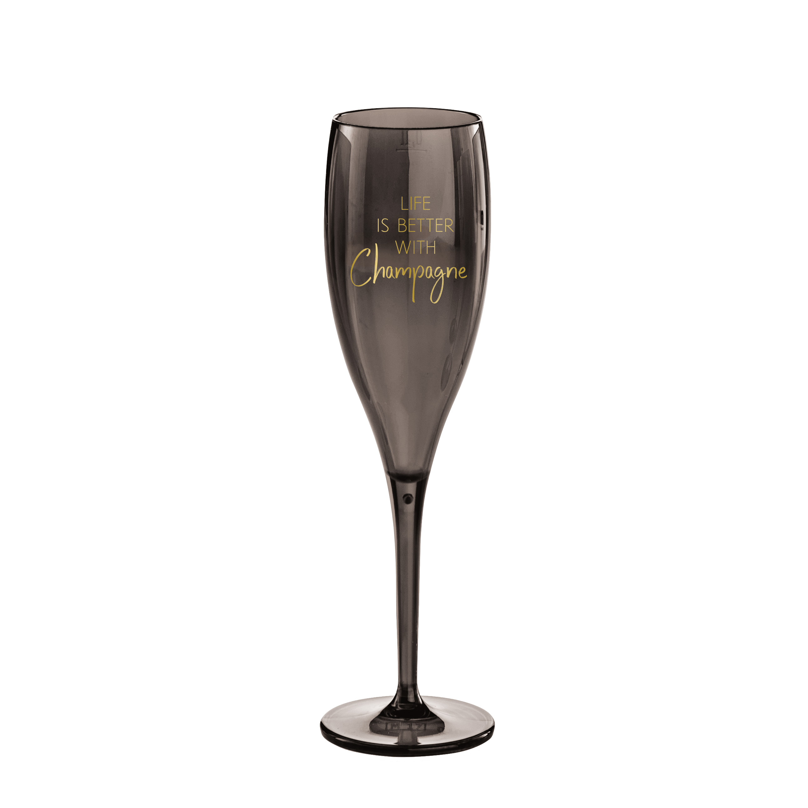 Superglas "Life is better with Champagne" - glossy gray