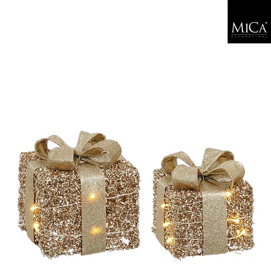 Geschenk champagner 10 LED - Batteriebetrieb l12xb12xh14cm