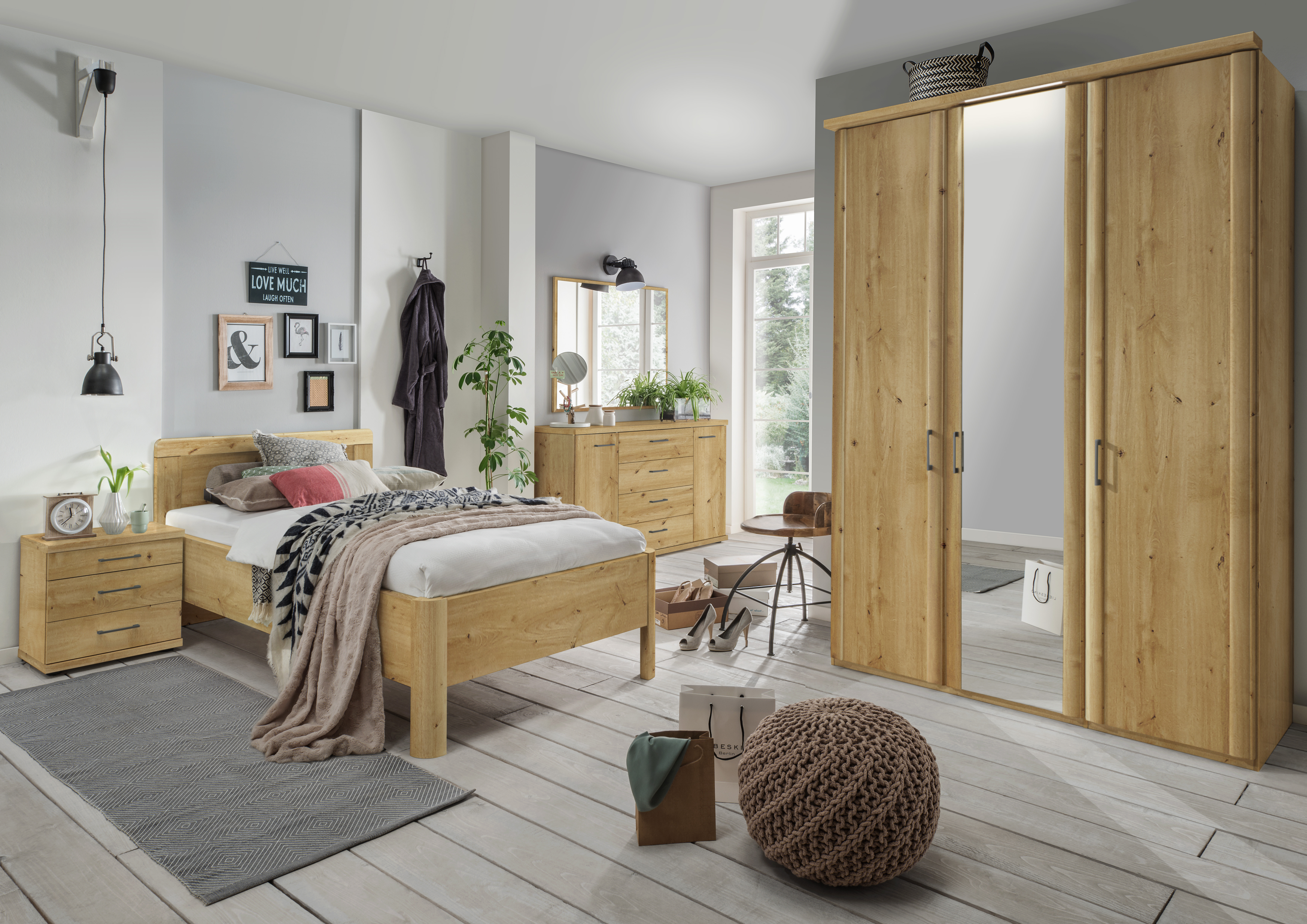 Bett, Eiche Bianco  - KS23 Linares