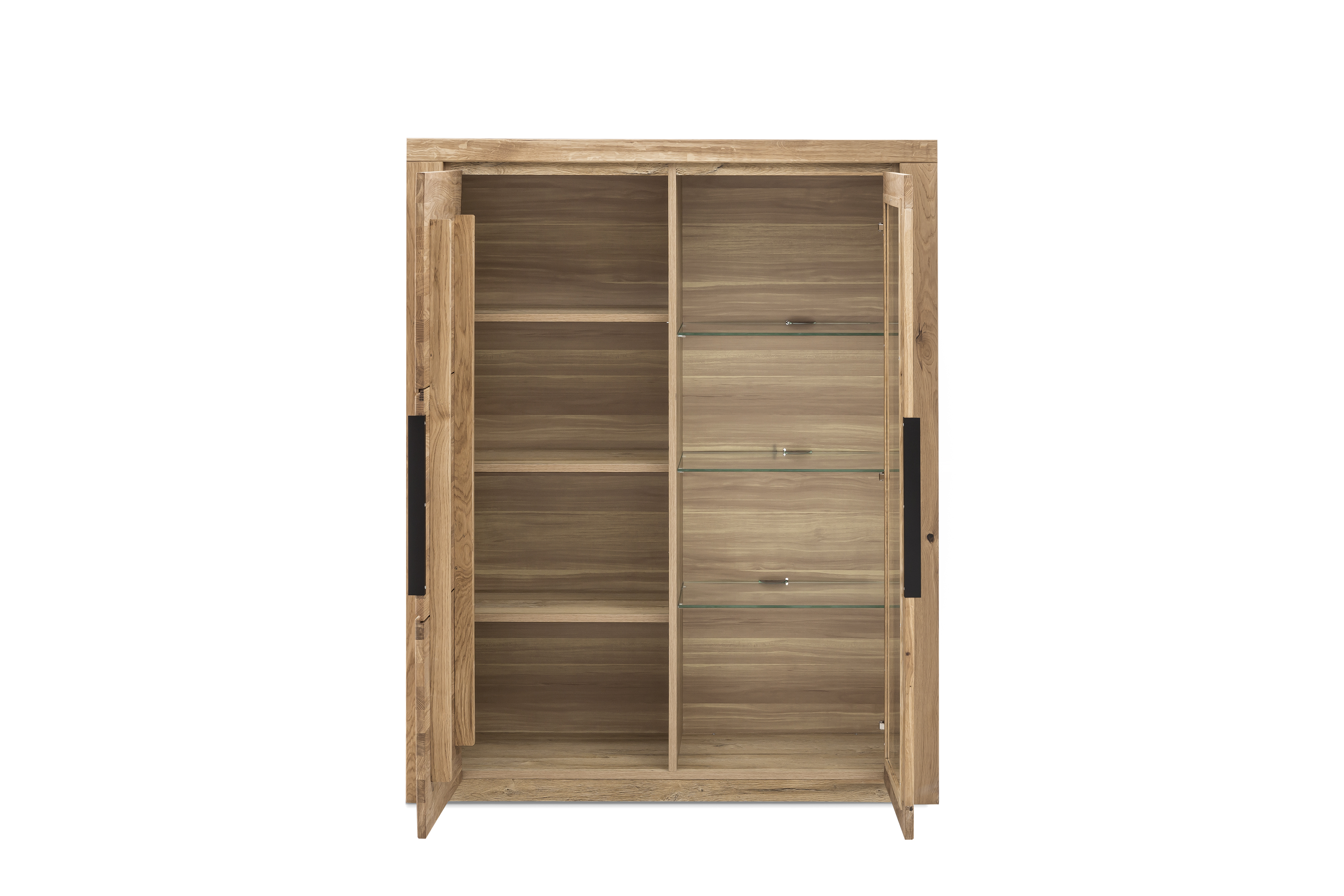Vitrine, Eiche, 1 Holztür,1 Glastür - Eltia