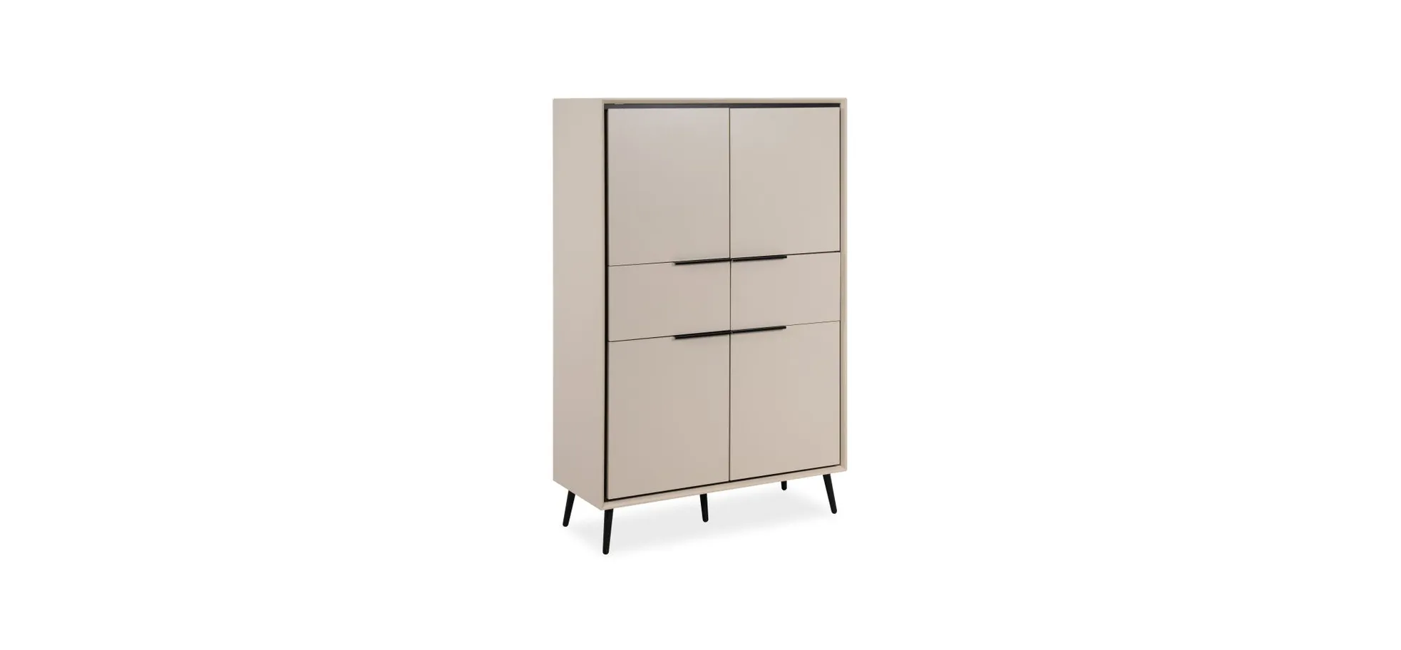 Highboard - B ca. 90 cm, Sand, Schwarz