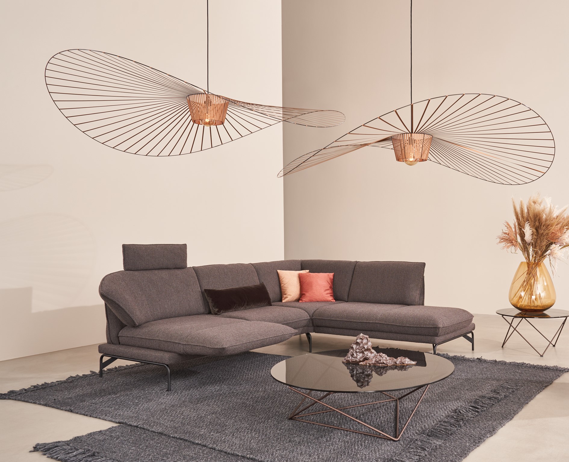 Ecksofa, Stoff Crumble Storm - Mykon 957