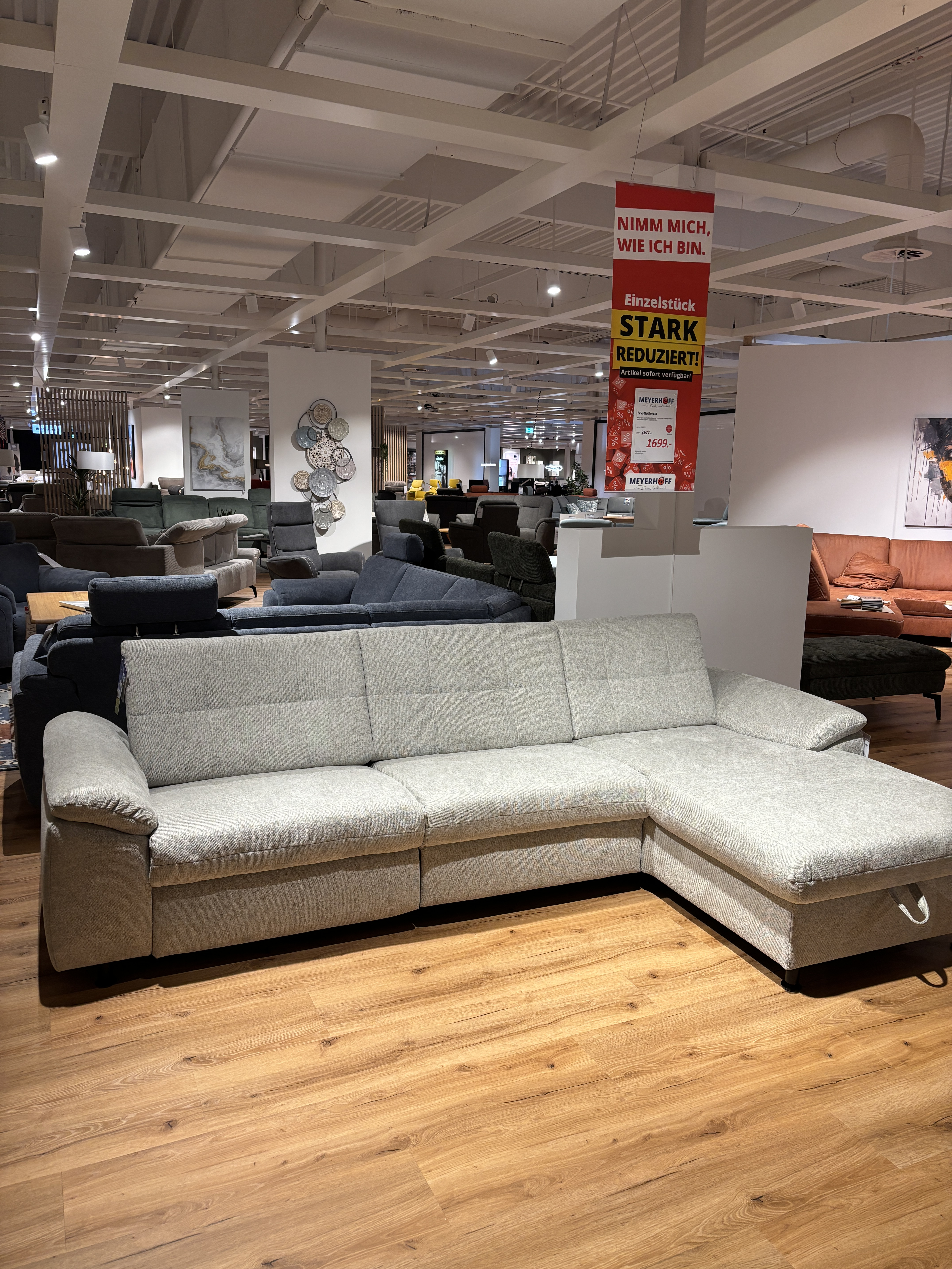 Ecksofa Dorum, Stoff Cyber ecru, motorisch - MYLAU/Dorum