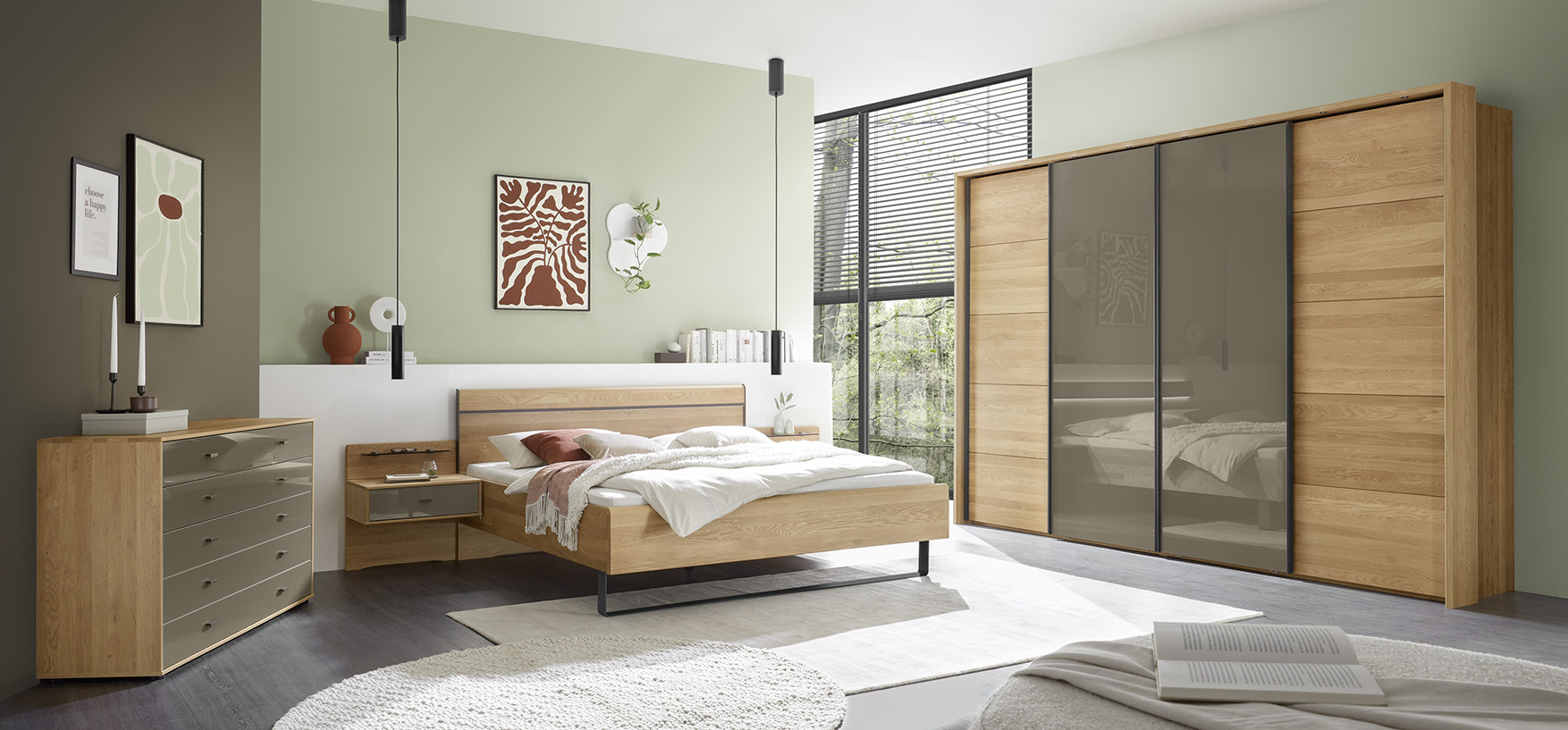 Schlafzimmer, Eiche teilmassiv - Lenoso