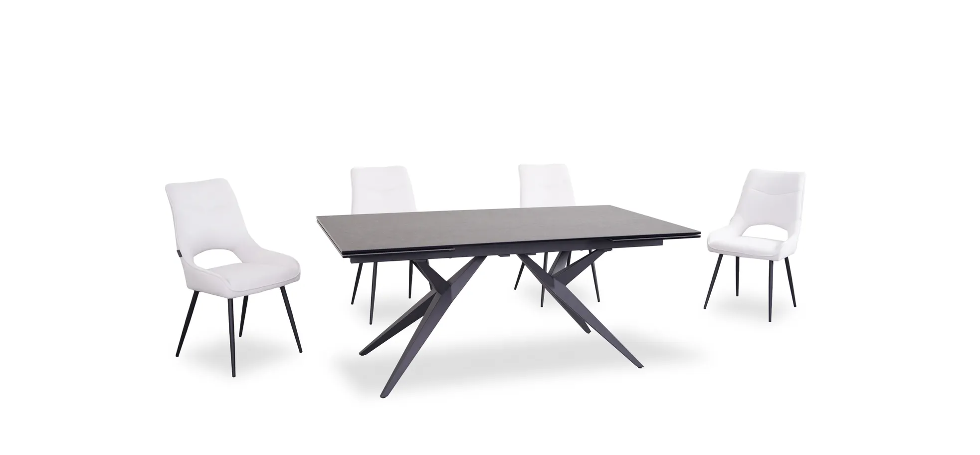 Esstisch, Glaskeramik dunkelgrau, ausziehbar - Michela