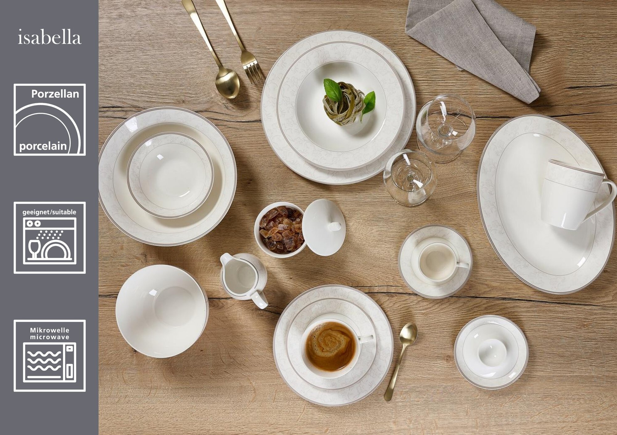 Espresso-Obertasse Isabella 90 ml - Porzellan, spülmaschinengeeignet, konisch