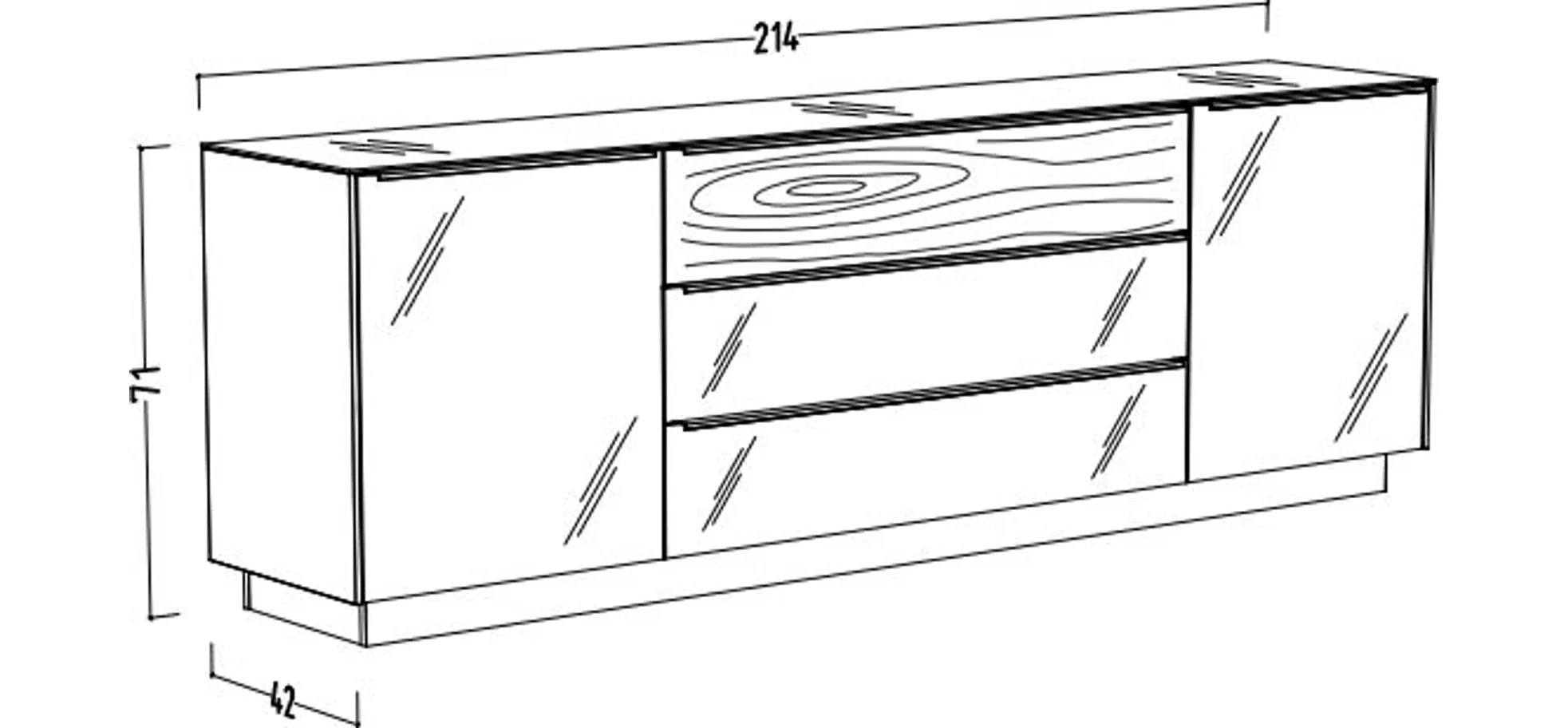 Lowboard, Kaschmir matt lack Nachbildung - Marybelle