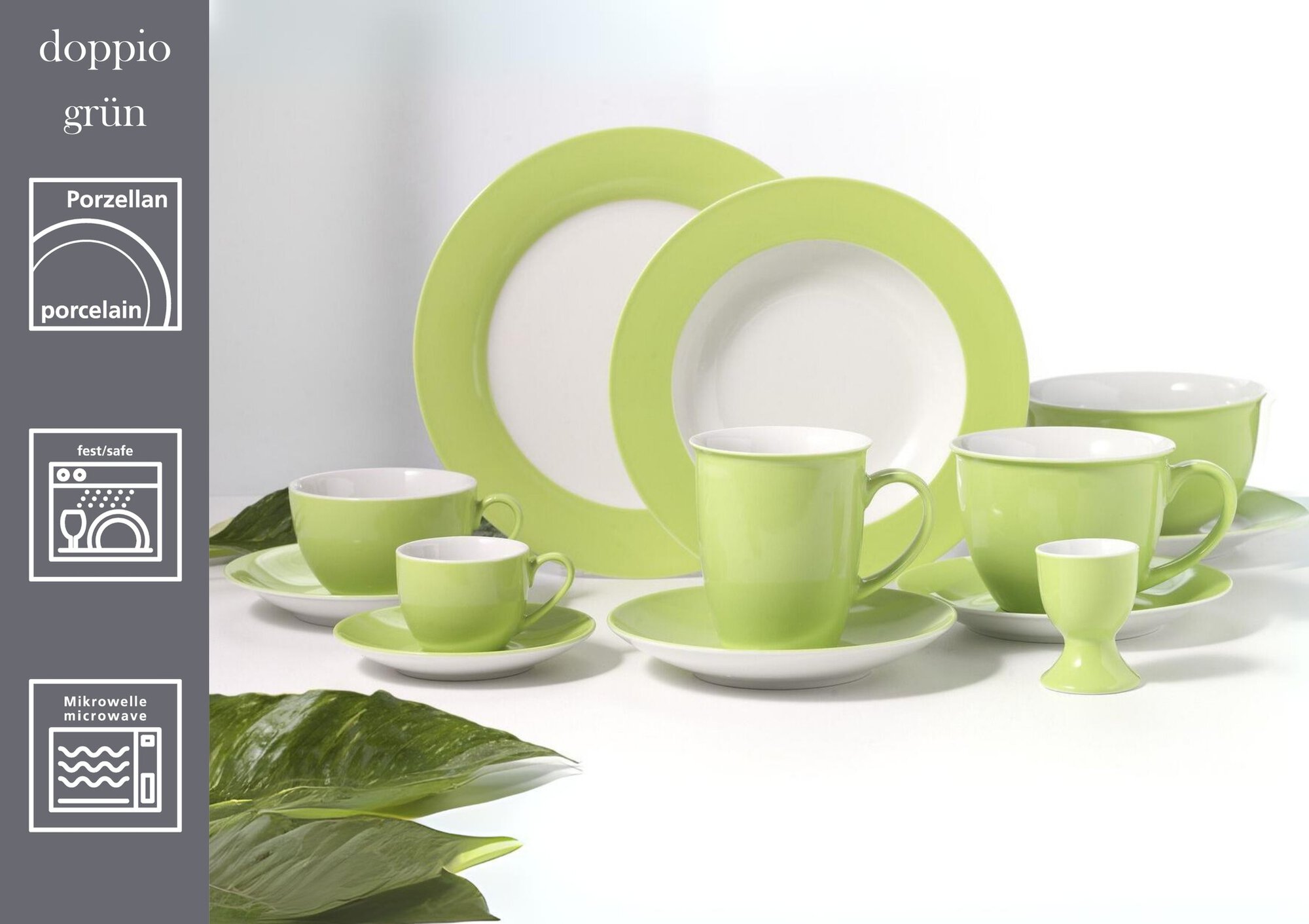 Espresso-Untertasse Doppio Grün 12 cm - Porzellan, sü