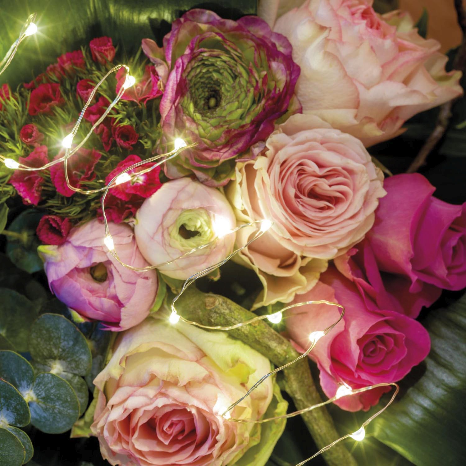 LED Strangbeleuchtung - silber/warmes weiss, PVC, 45cm-10L