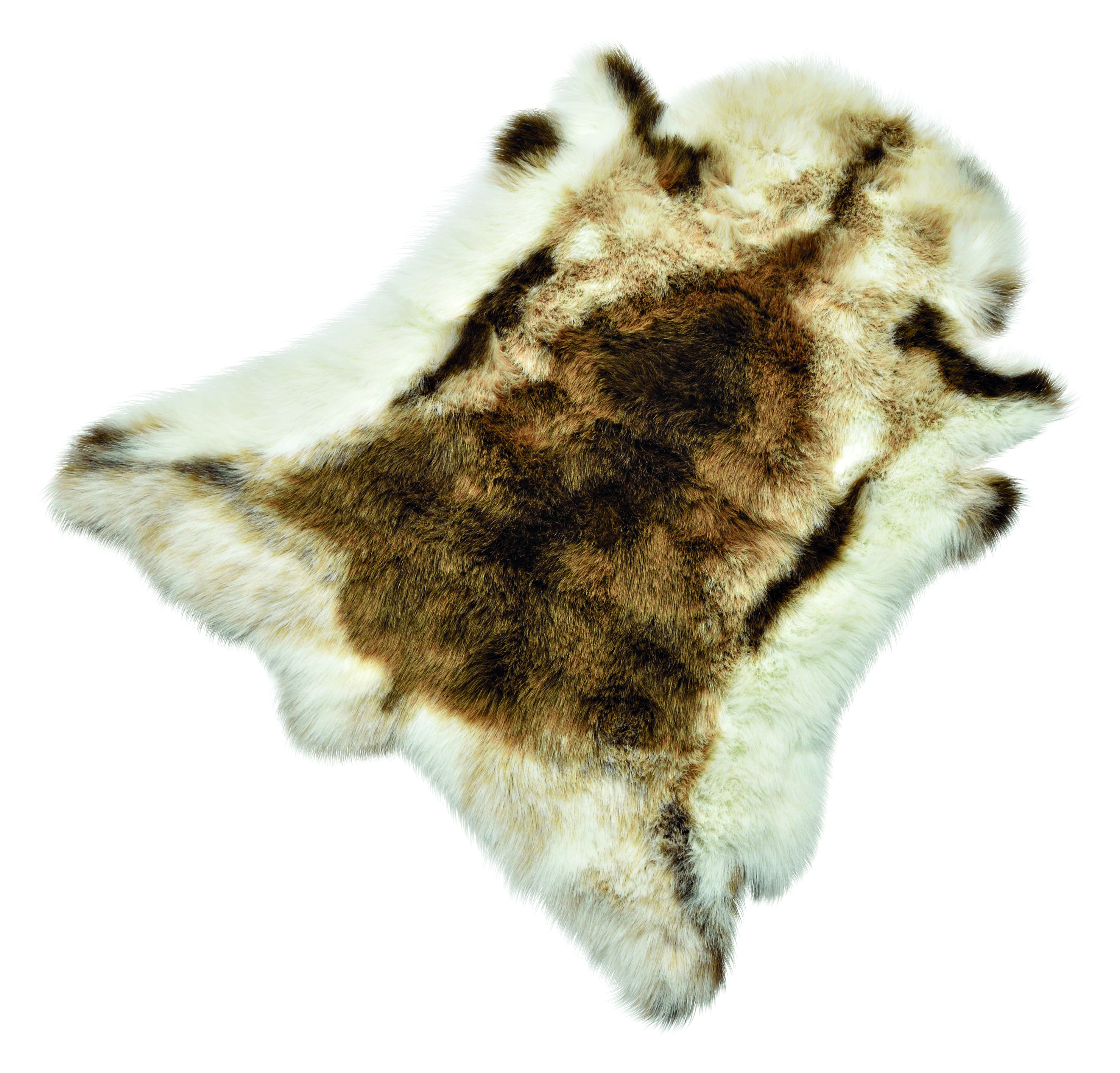 Kunstfell Rentierfell Optik - Polyester Braun, weiß, 110x90x5cm