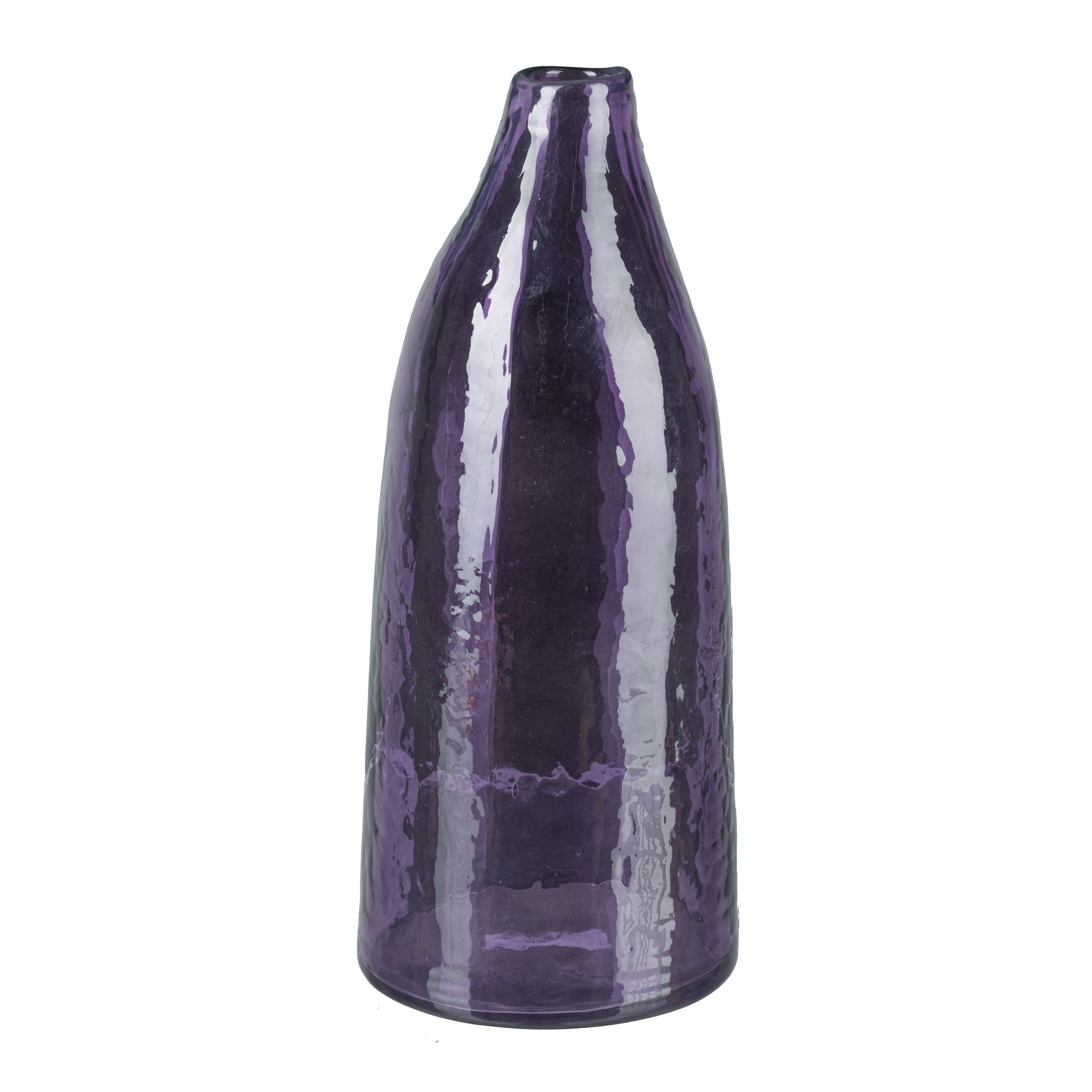 Vase - Glasflaschenvase organisch , Ø11,5x28cm, Aubergine