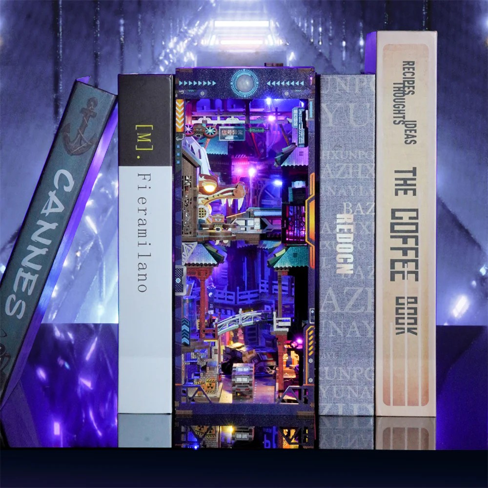 Tonecheer DIY-Set Book Nook mit LED, 3D Puzzle - Cyber City